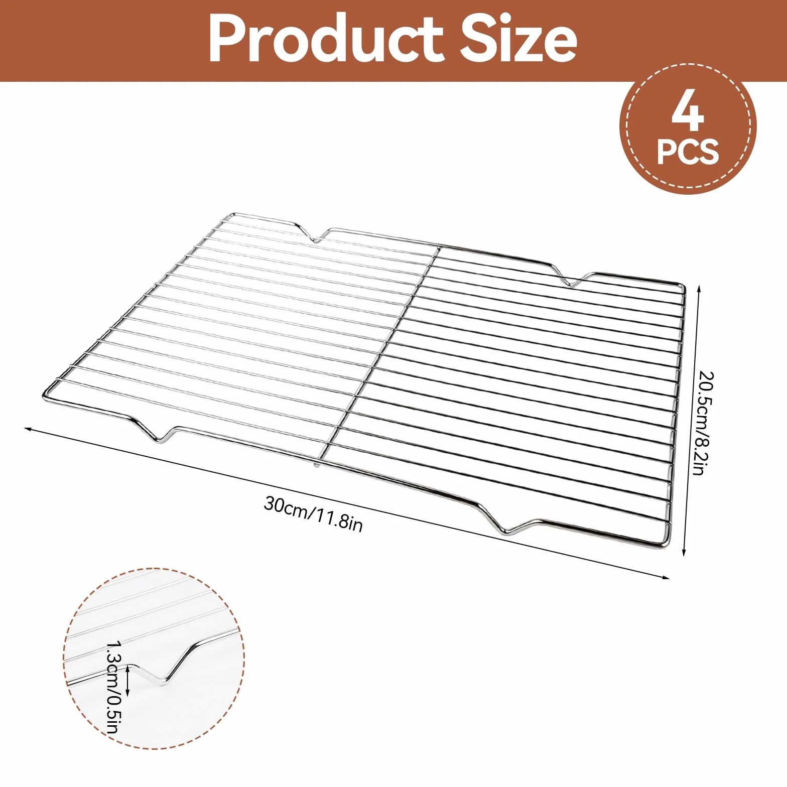 Grille de Refroidissement Pâtisserie 30×20.5cm Rectangulaire pour Cuisine et Gâteaux