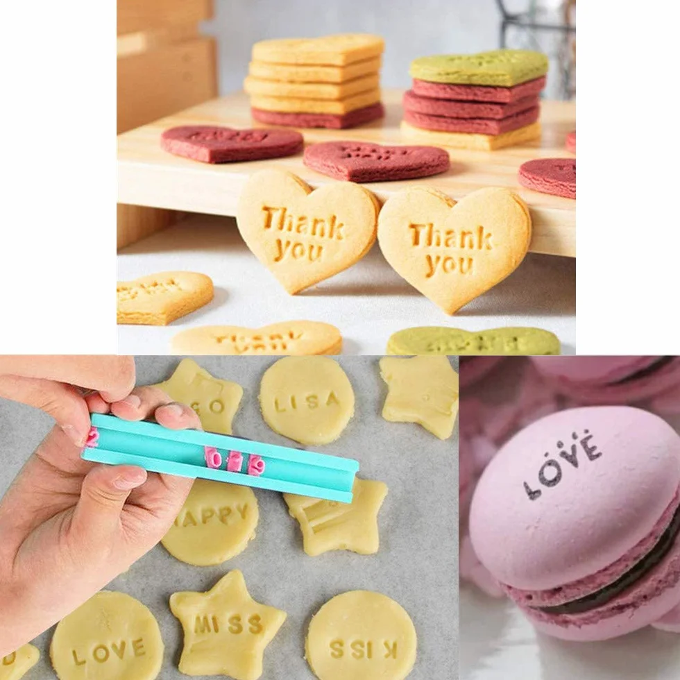 Lot de 150 tampons alphabet et 3 emporte-pièces lettres majuscules/minuscules pour biscuits gâteaux fondants