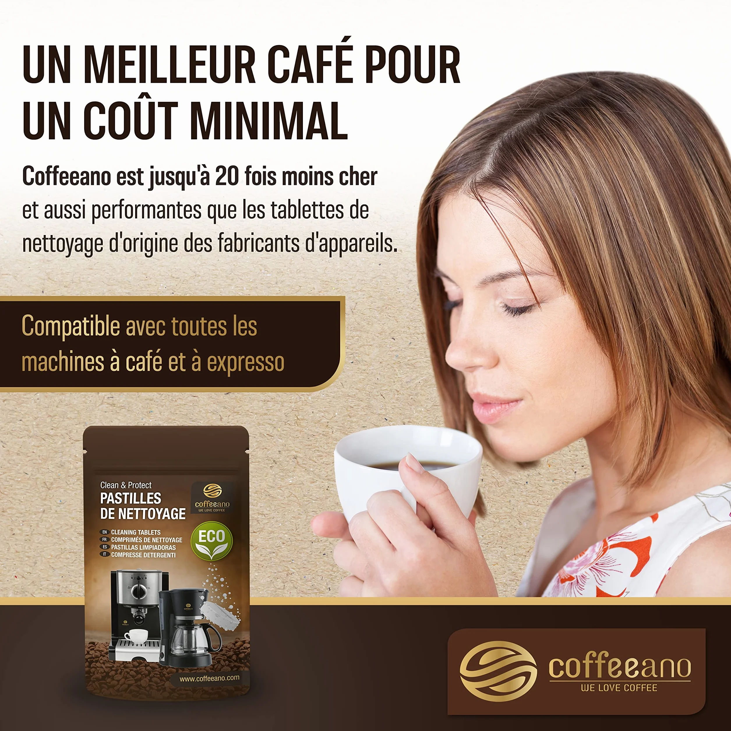 Pastilles de nettoyage pour machines à café Jura, Krups, Melitta, Delonghi, Siemens, Philips, Bosch - Coffeeano