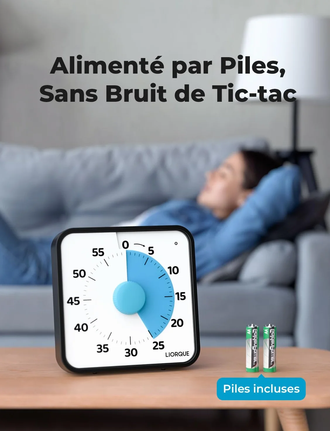 LIORQUE 19cm Grand Minuteur Visuel Timer Classe Aimanté Silencieux 3 Modes Alarme Sonnerie Lumière Vibration