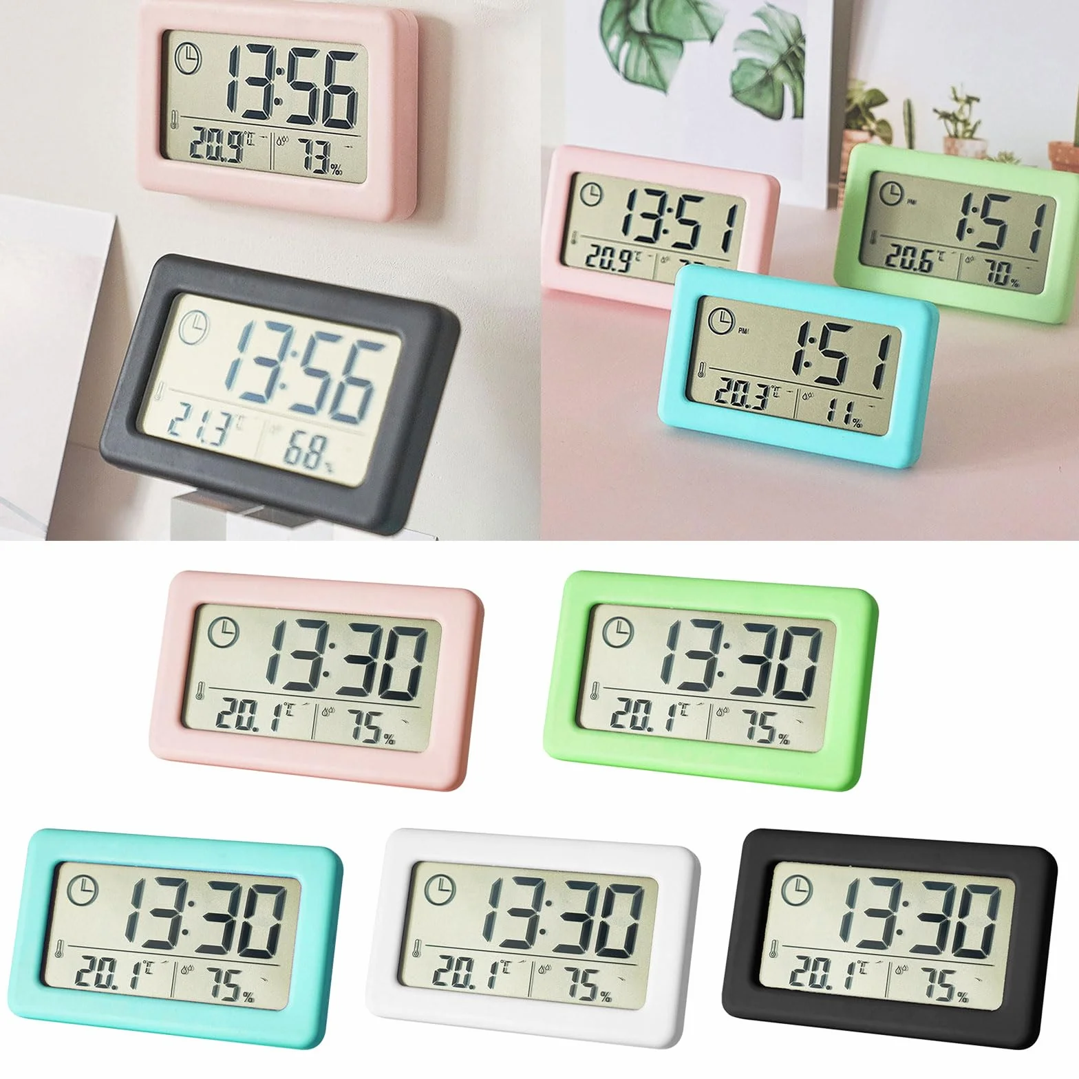 Horloge numérique fine température humidité décoration maison