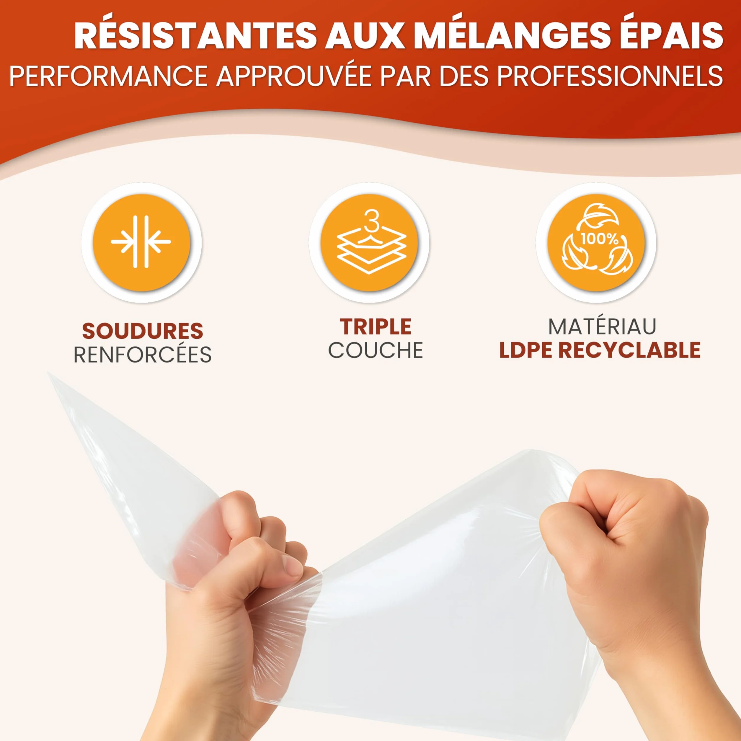 Poches à Douilles Jetables Professionnelles LDPE recyclé 47 cm 100 pièces