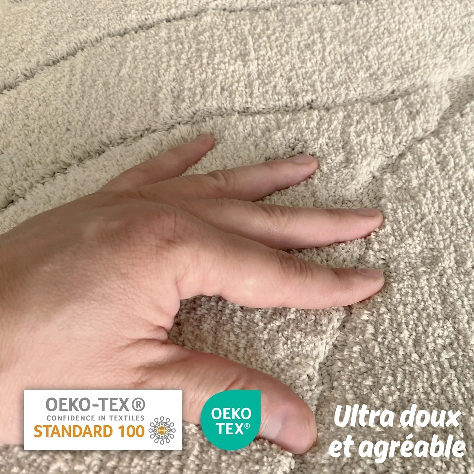 KARAT Tapis de Bain Doux Antidérapant Séchage Rapide Lavable 40°C Oeko-TEX 80x150 cm Maris Crème