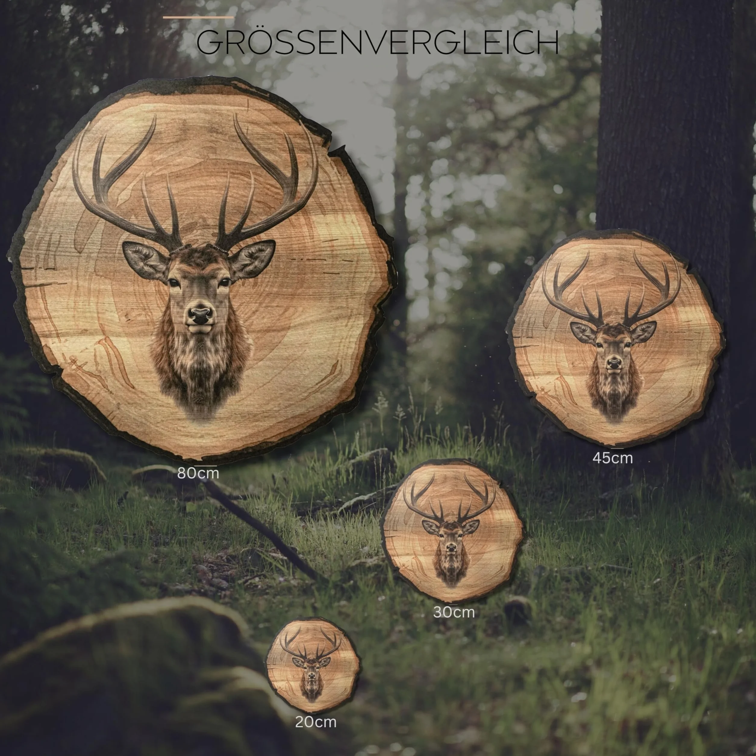 Tableau mural cerf 45 cm DARO Design – Impression d'art prête à accrocher décoration chasse nature animaux