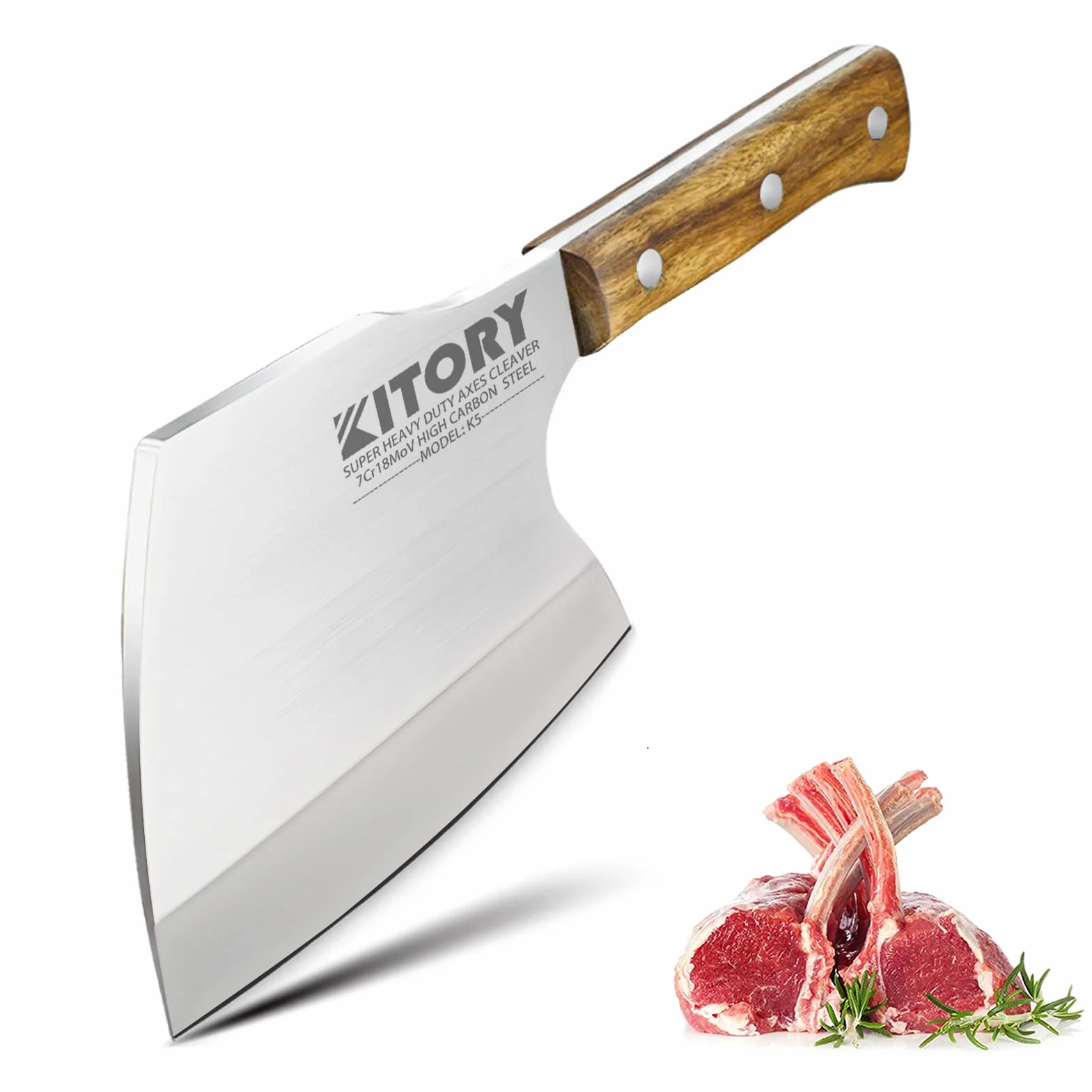 Couteau de Boucher Kitory 16cm Lame Extra-Épaisse 7mm Forgé Acier 7Cr18MoV