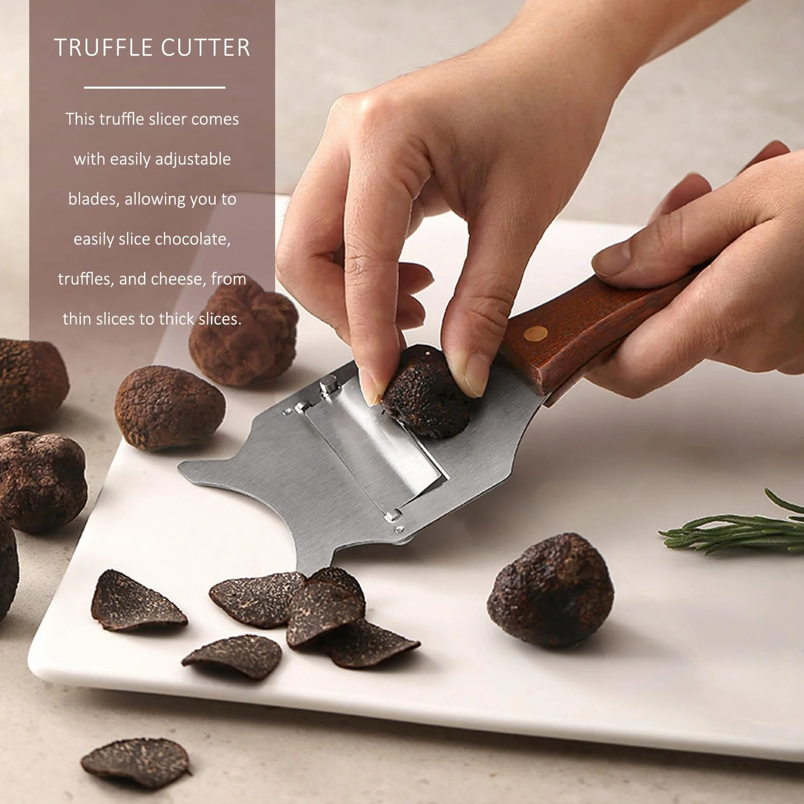 Coupe Truffe Trancheur Truffes Inox Poignée Bois Râpe Fromage Rasoir Eminceur