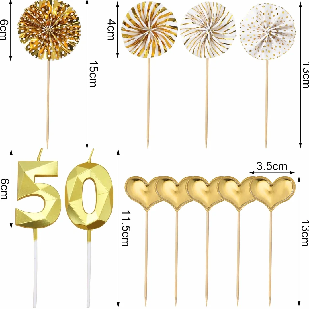 Bougies d'anniversaire 50 Ans pour Gâteau, Décoration Fête Homme Femme