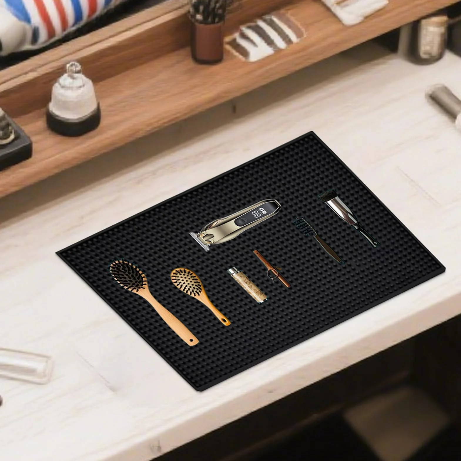 Tapis de salon pour coiffure en silicone - Organisateur d'outils de coiffure