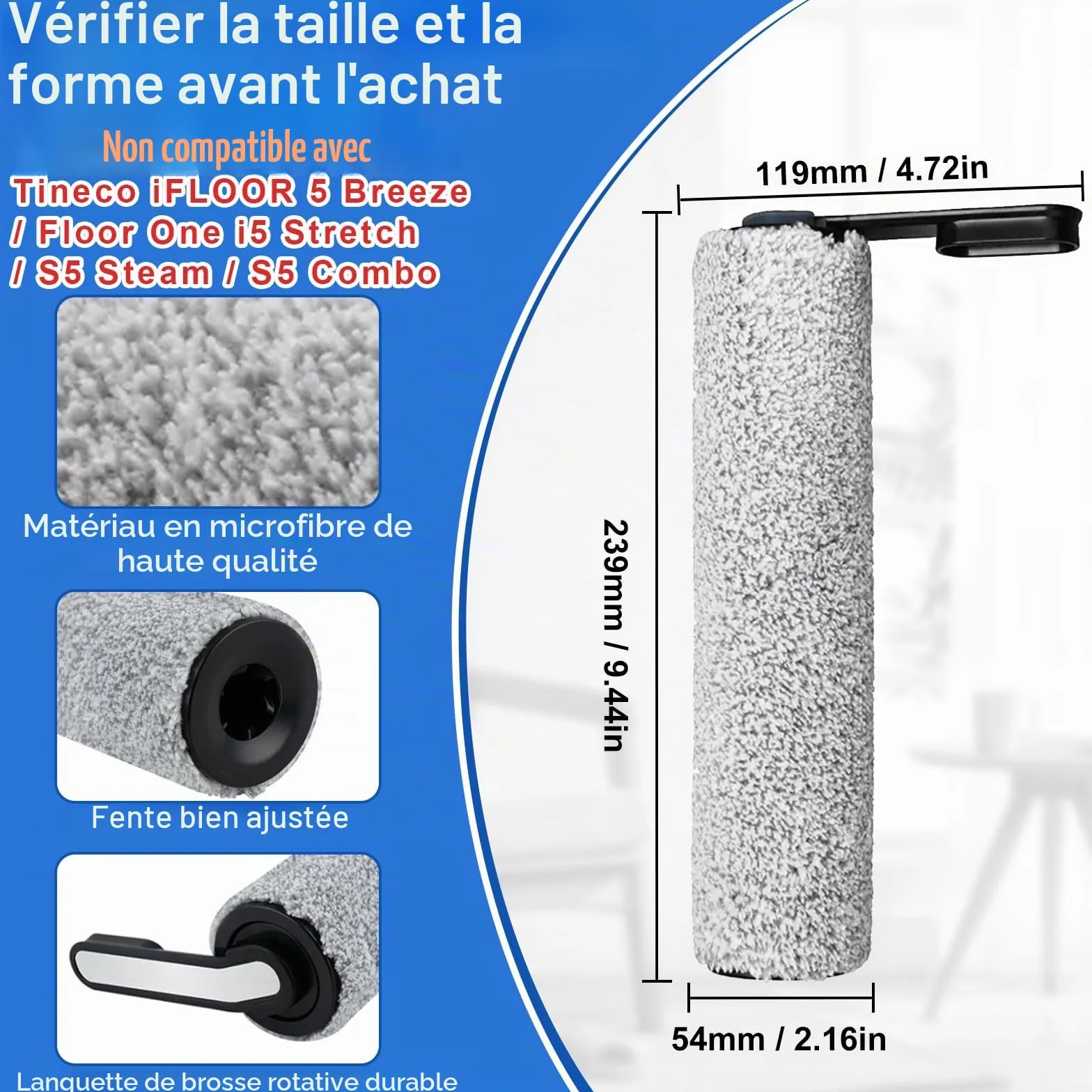 Tineco Floor One S5 Pro 2 Extreme Rouleau Brosse Rechange Filtre HEPA 2 Brosse 2 Filtre