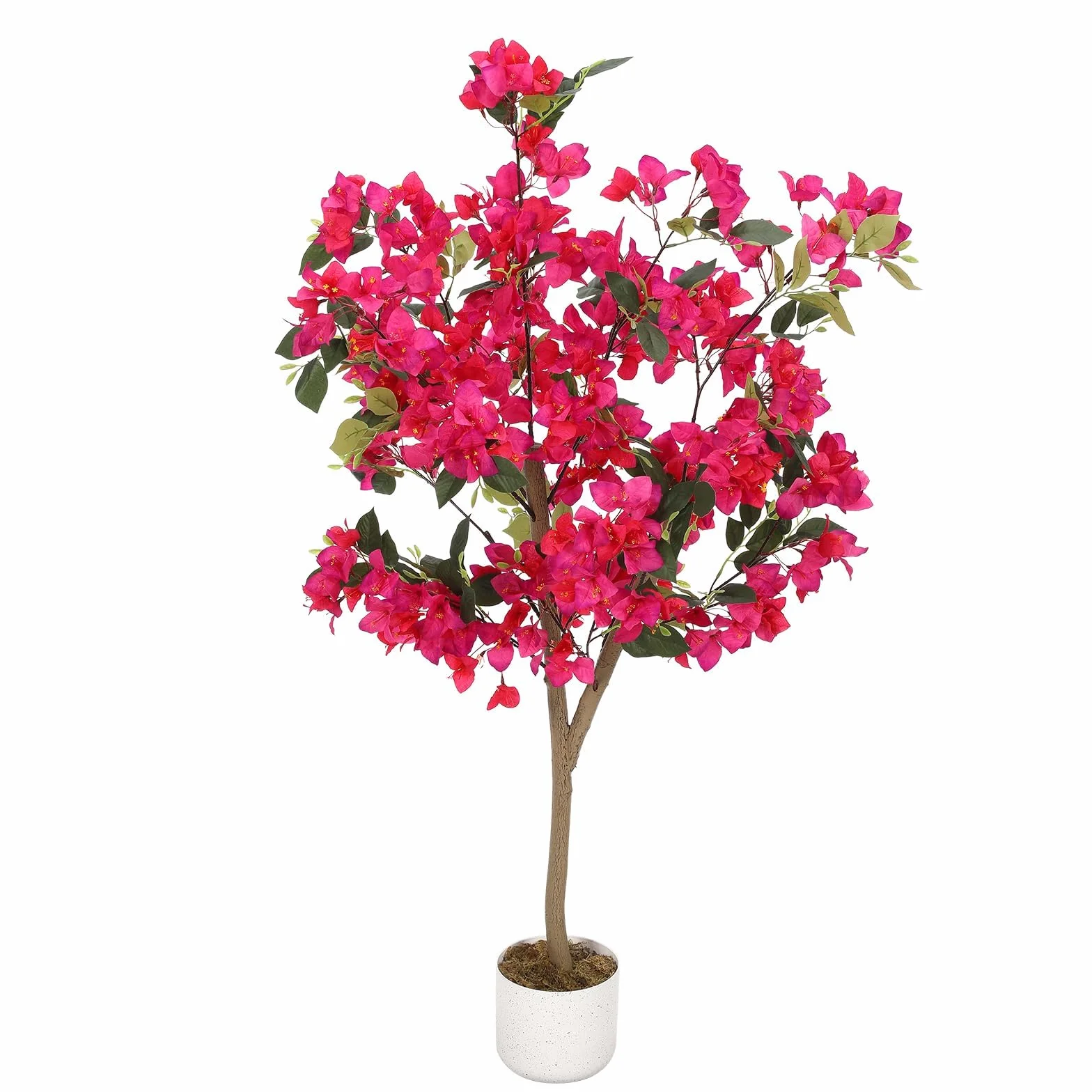 Aptliton Bougainvillier Artificiel 120cm Tronc Bois Rose Branches Pot Plante Fausse Réaliste Décoration Intérieur Extérieur