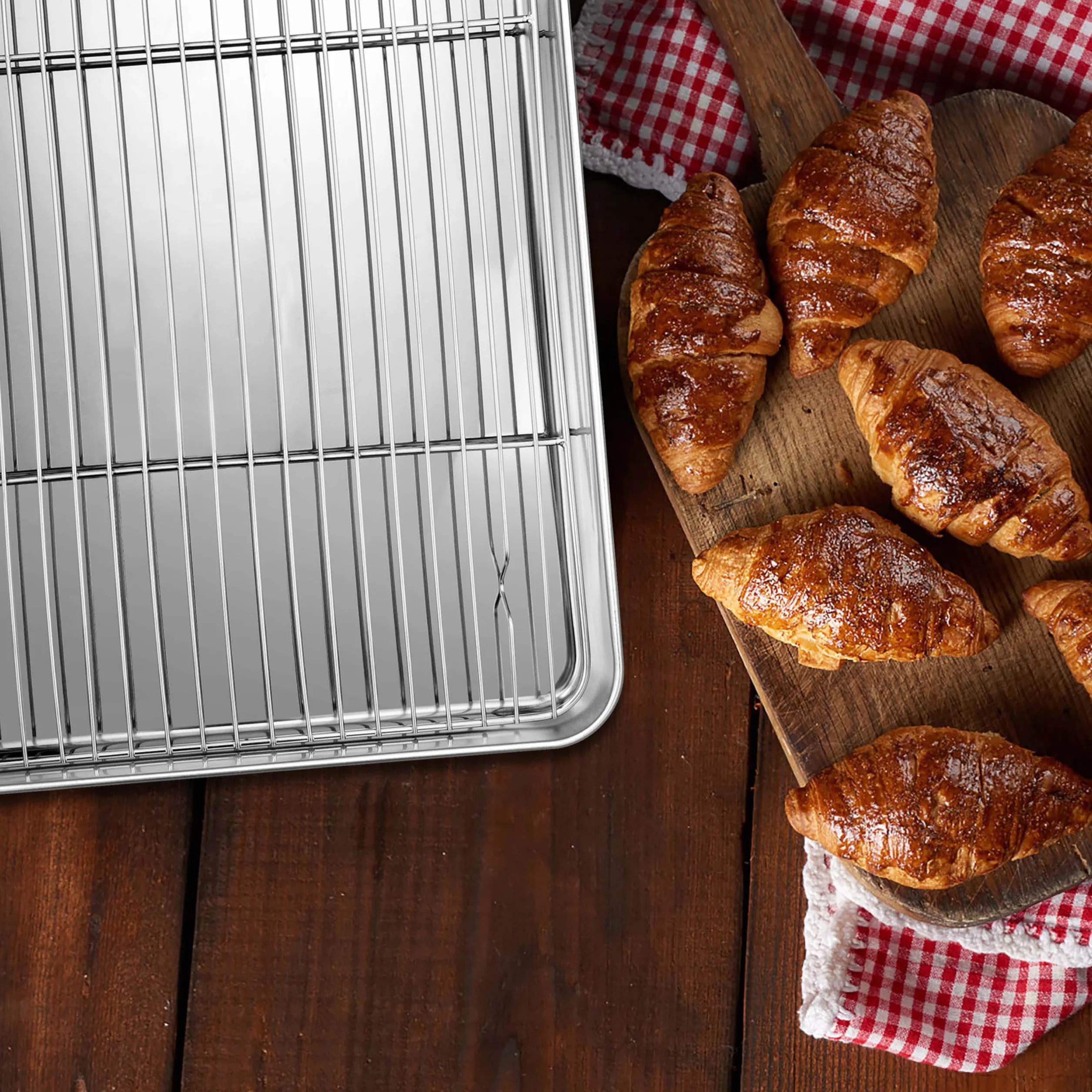 Herogo Plaque de cuisson en acier inoxydable avec grille, set de 2 plaques et 2 grilles