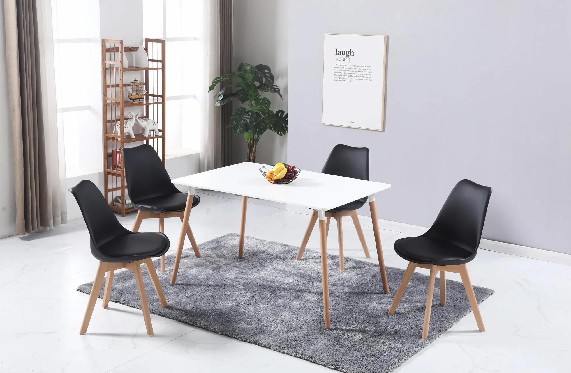 Chaises Scandinaves Lot de 6, Chaises Salle à Manger, Noires, Pieds Bois de Hêtre Massif