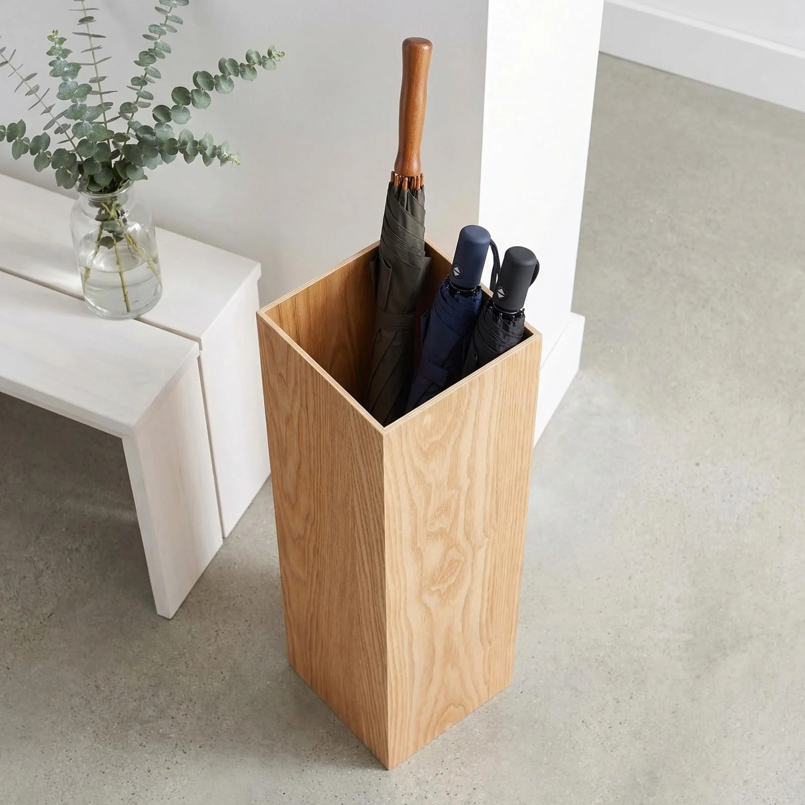 DOITOOL Porte-Parapluie en Bois Style Seau 19.70 x 6.30 x 6.30 Pouces Support Décoratif