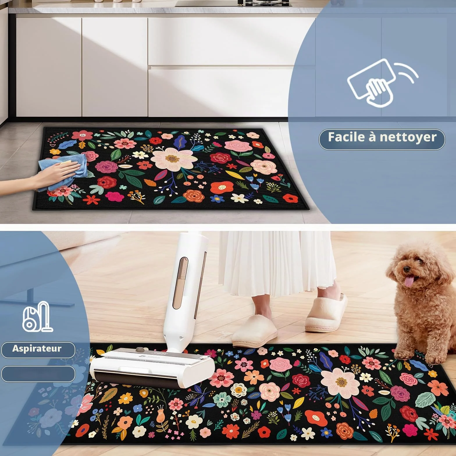 Tapis antidérapants de cuisine lavable anti-fatigue lot de 2 décoration maison