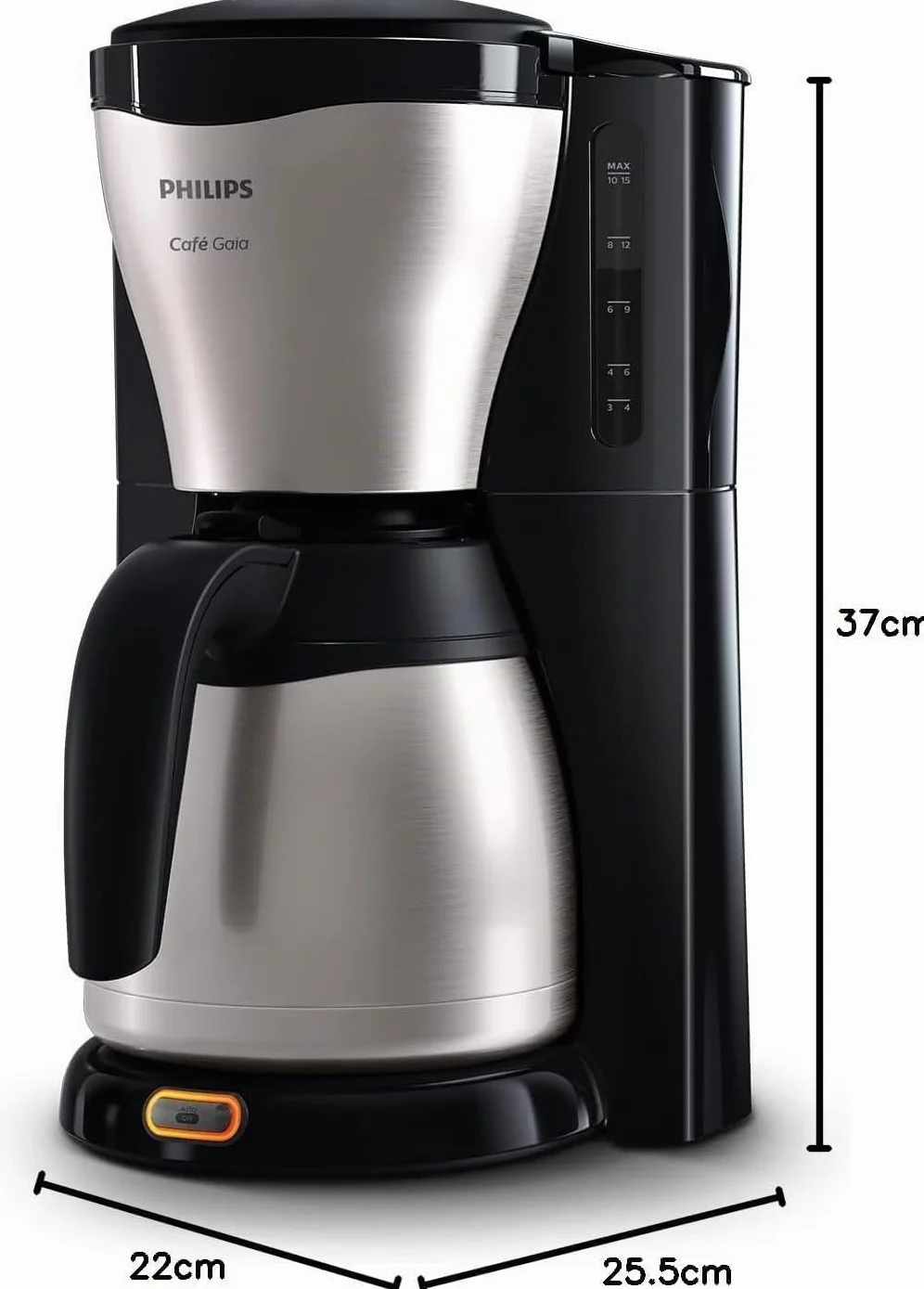 Philips Machine à Café Filtre 1.2 L 15 Tasses Inox Argent/Noir HD7546/20