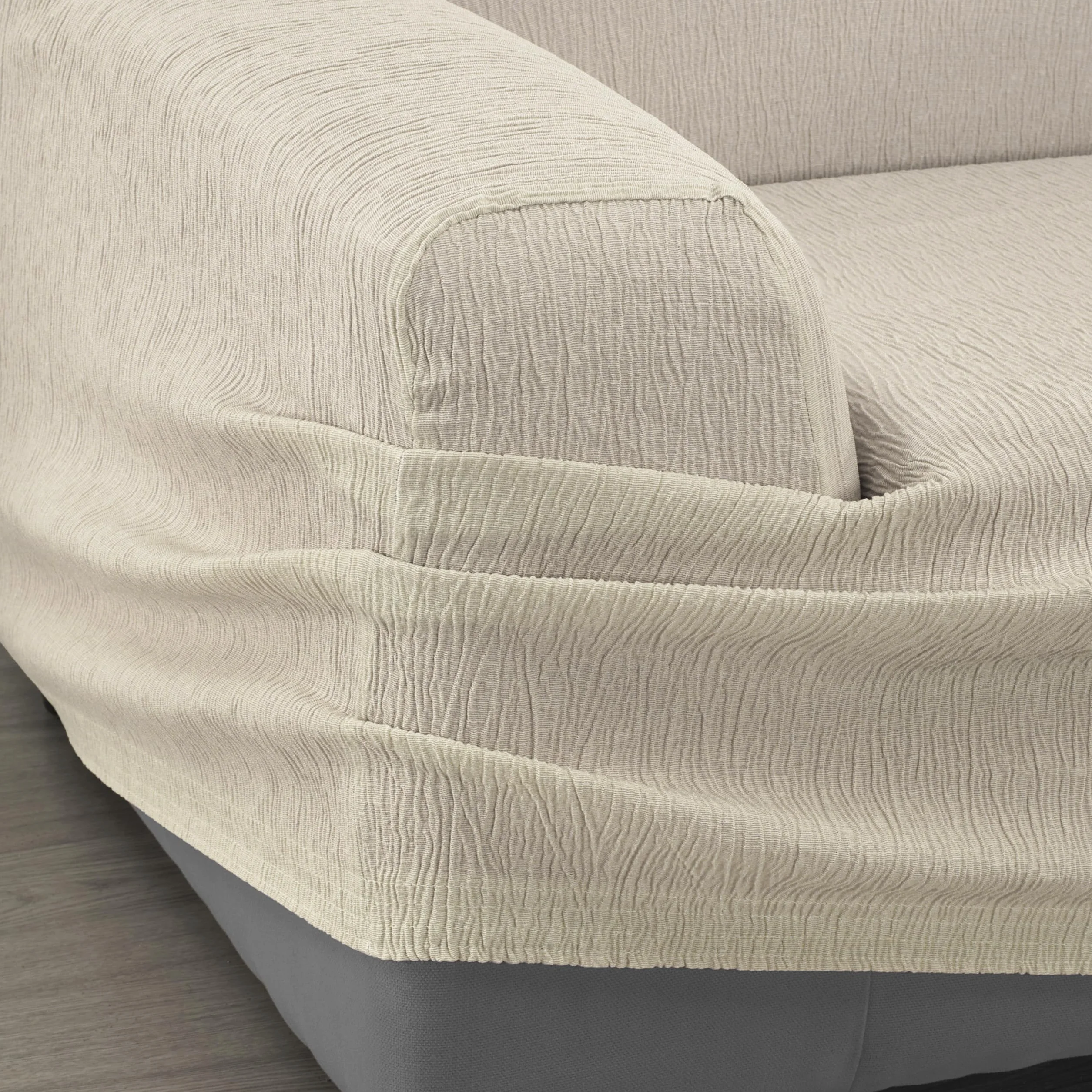 Housse élastique pour canapé 3 places 170-220 cm Ivoire 32x42x6 cm