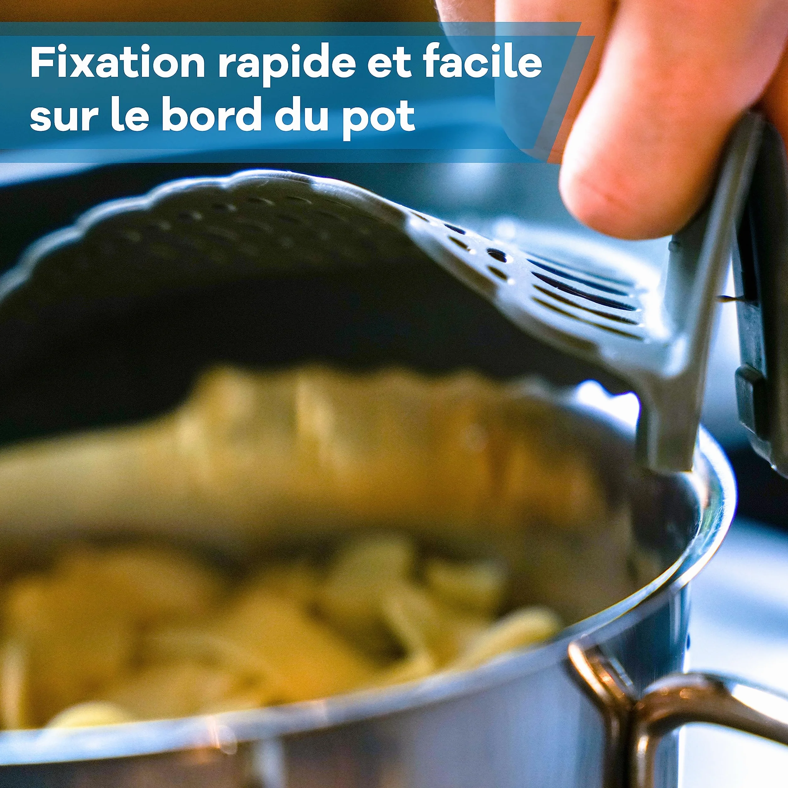 Passoire Clipsable Universelle en Silicone Sans BPA pour Casseroles Gadget Cuisine Égoutter Pâtes Compacte