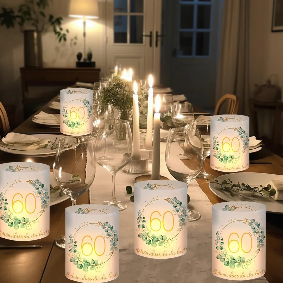 Photophores Décoratifs de Table pour 60 Ans, Lot de 12 Lanternes Bougies Anniversaire