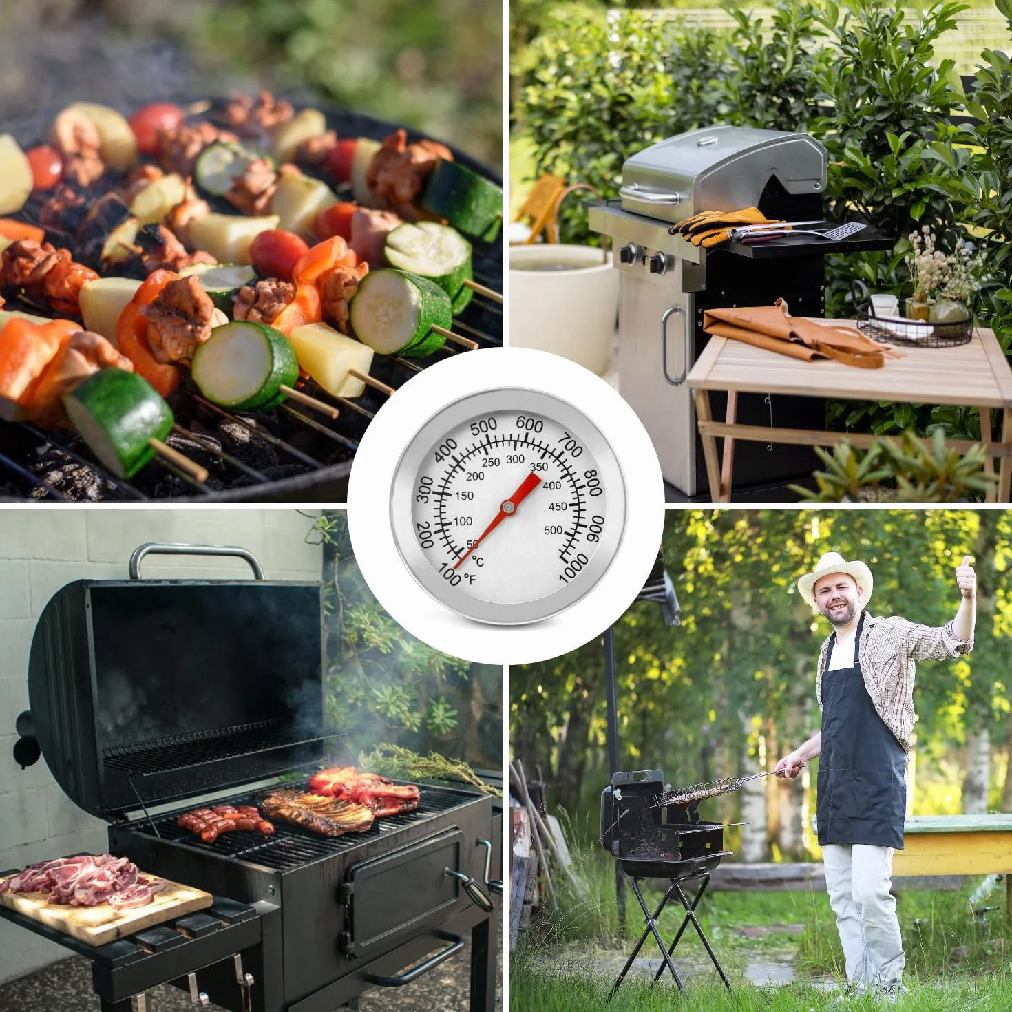 Thermomètre pour Grill à Charbon 50-600℃ Haute Température Barbecue Fumoir