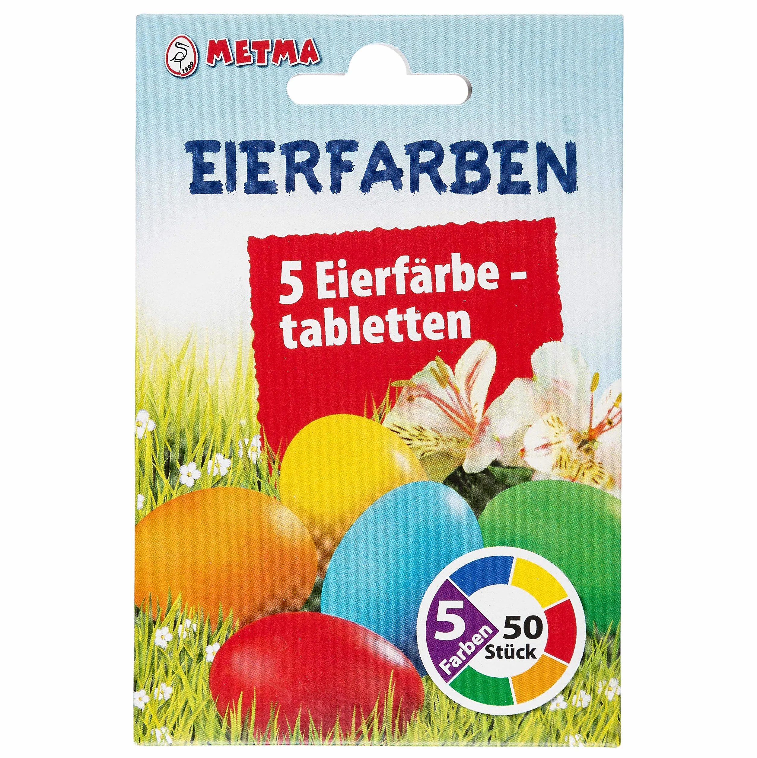 Lot de 5 colorations pour œufs de Pâques - Rouge, Orange, Jaune, Vert, Bleu - Couleurs Chaudes Pastels