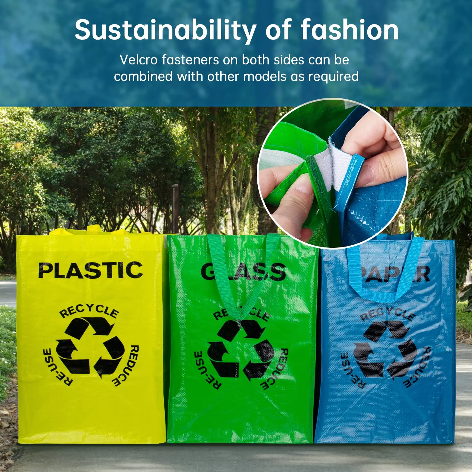Système de tri sélectif Lot de 3 sacs de recyclage réutilisables pour plastique papier et ferraille