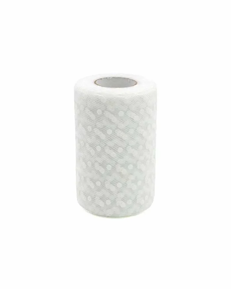 RGB Tulle Pois 12,5cm x 25m Bianco