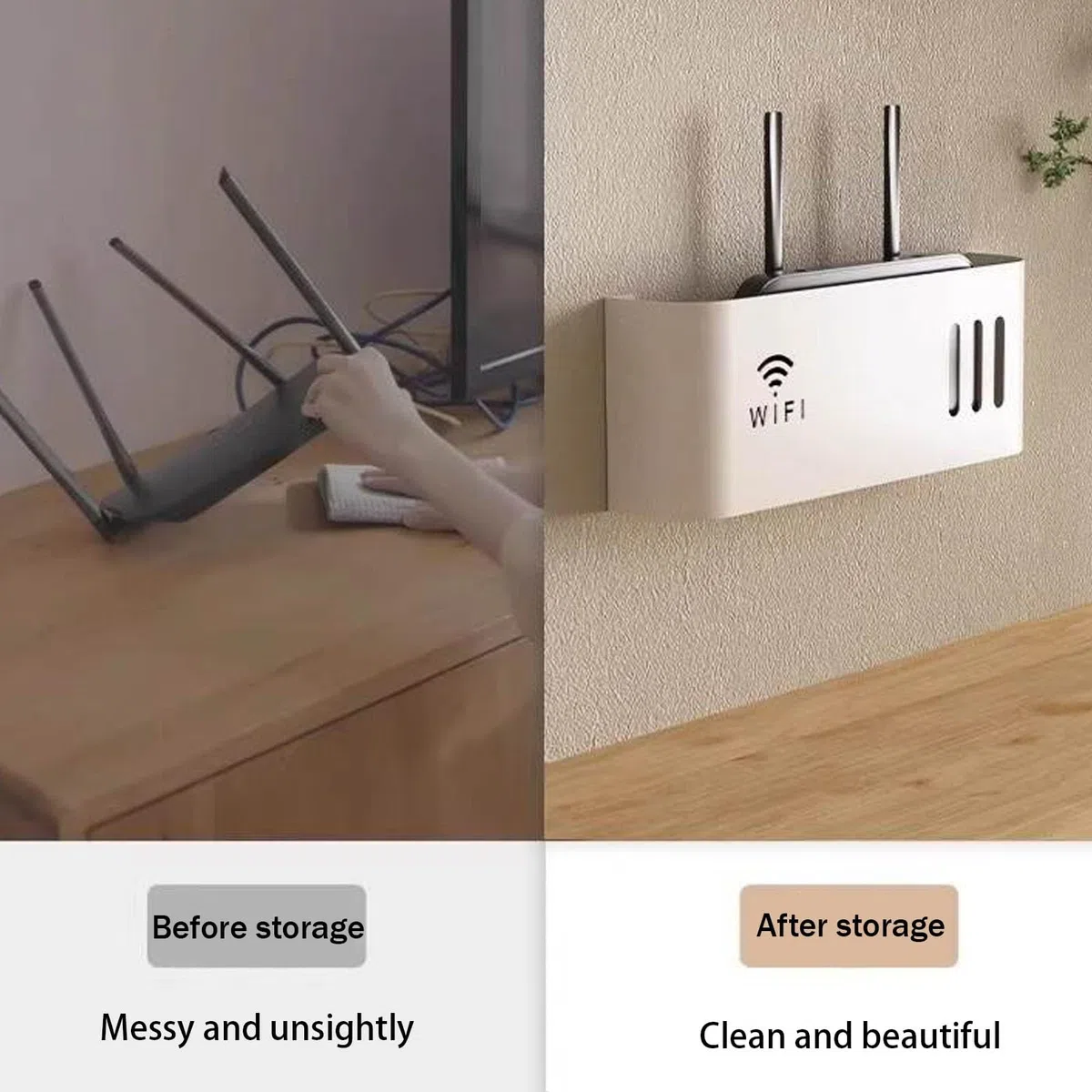 Support mural Sto Box FreestandiRouter pour modem nizer à domicile et bureau avec armoire de routeur sans fil Cabment (blanc)