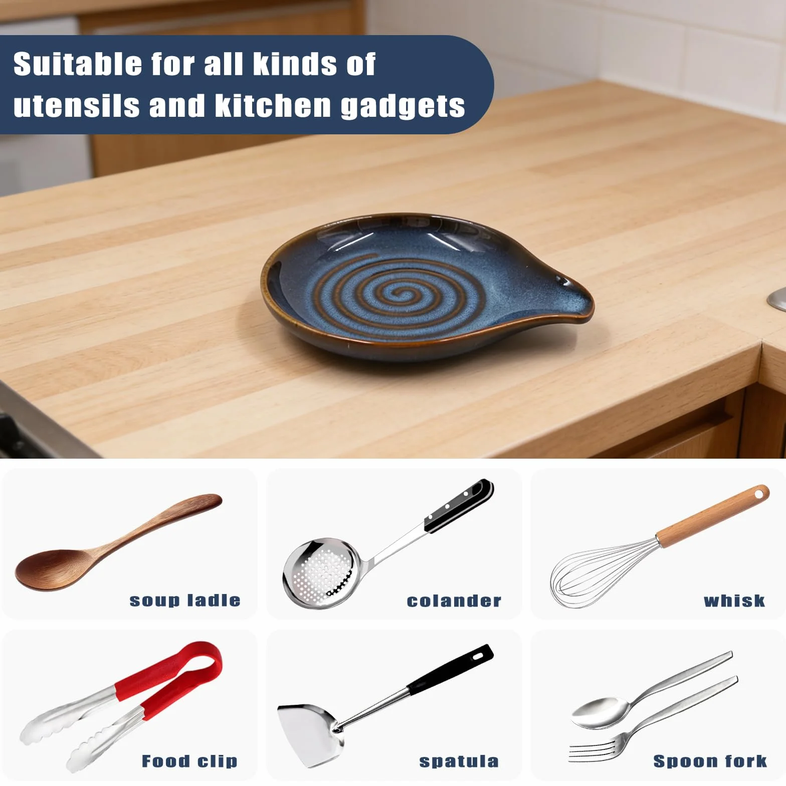 Support Cuillère Cuisine Céramique Résistant Chaleur Compatible Lave Vaisselle