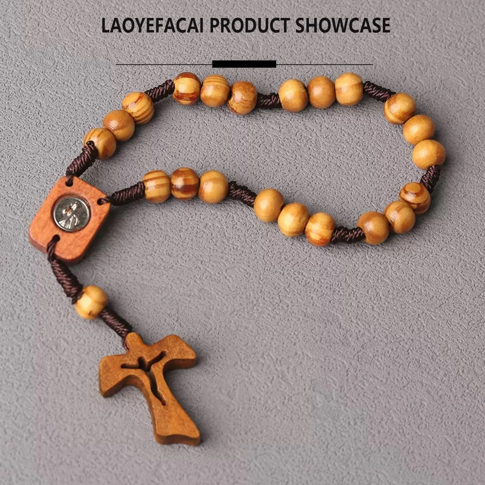 Croix en bois Chapelet Catholique avec Sac Première Communion Cadeau Fille Baptême Décoration Crucifix Garçon