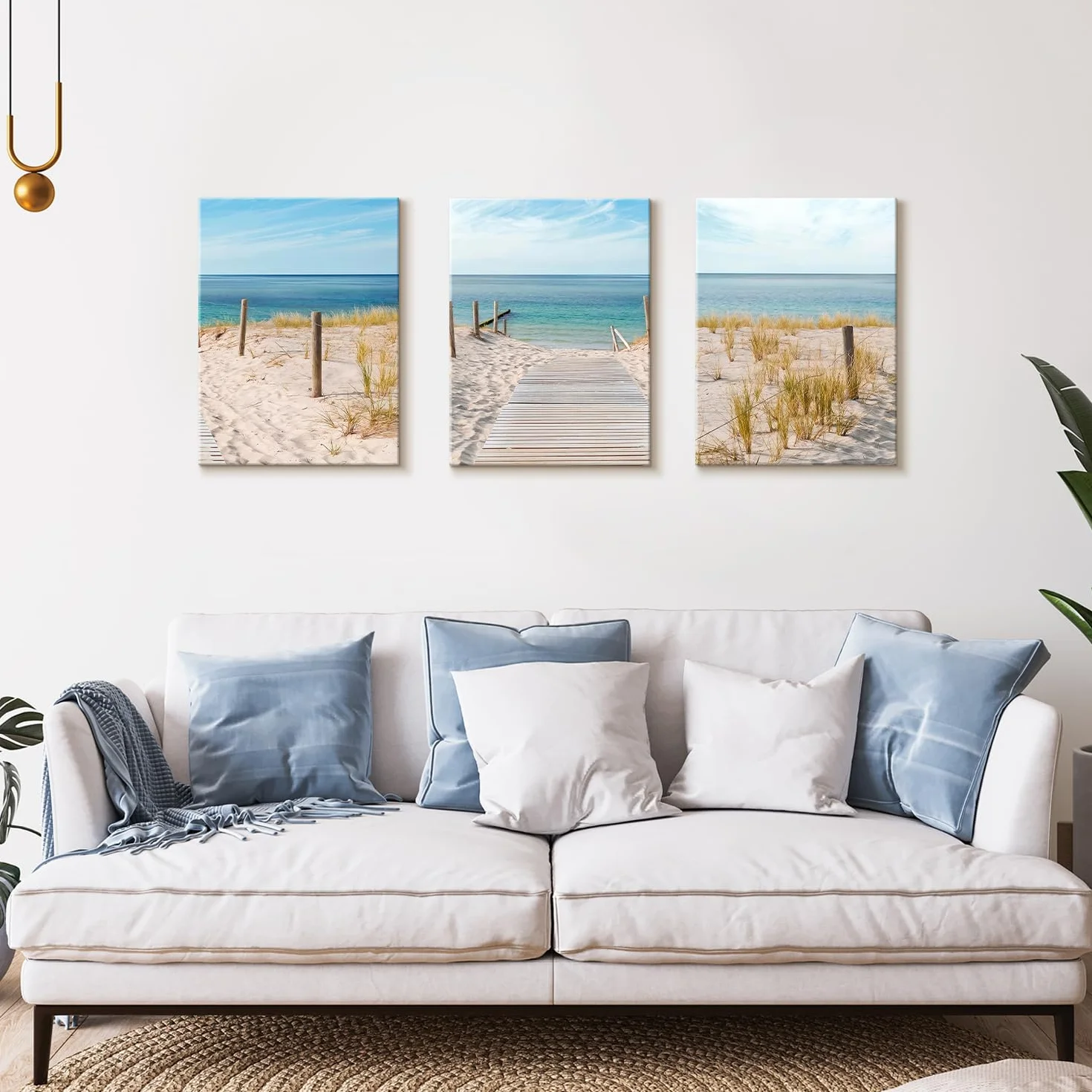Dazzlewall Plage Murale Art Affiche 3 Pcs Ciel Bleu Mer Côte 12x16 in
