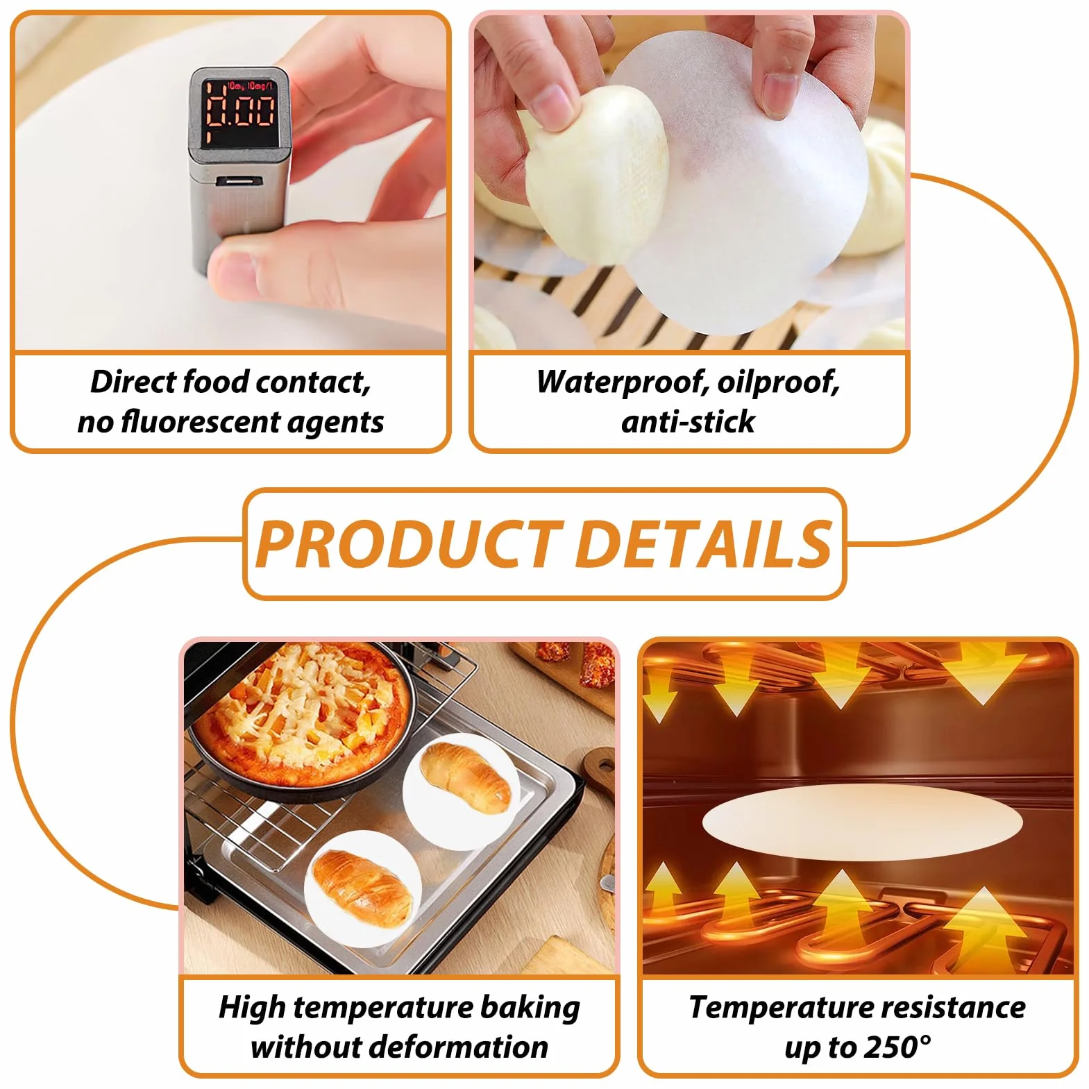 JINSIHU Papier Antiadhésif 500 Pièces 12cm Ronde Disques à Burger Papier Parchemin pour Steaks Hachés Burgers Gâteaux Barbecue