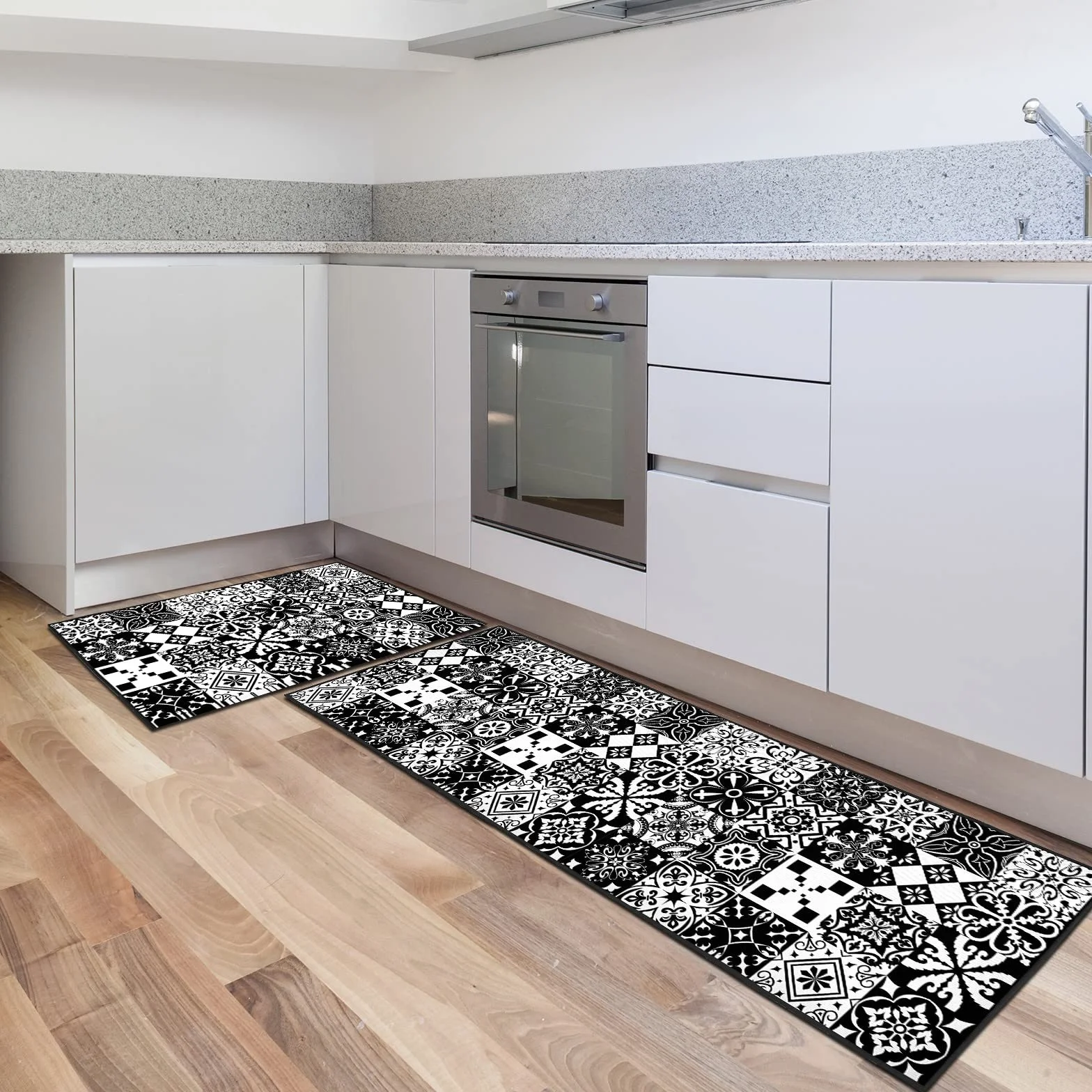 Lot de 2 Tapis de Cuisine antidérapant Lavable, 40x60 + 40x120 cm