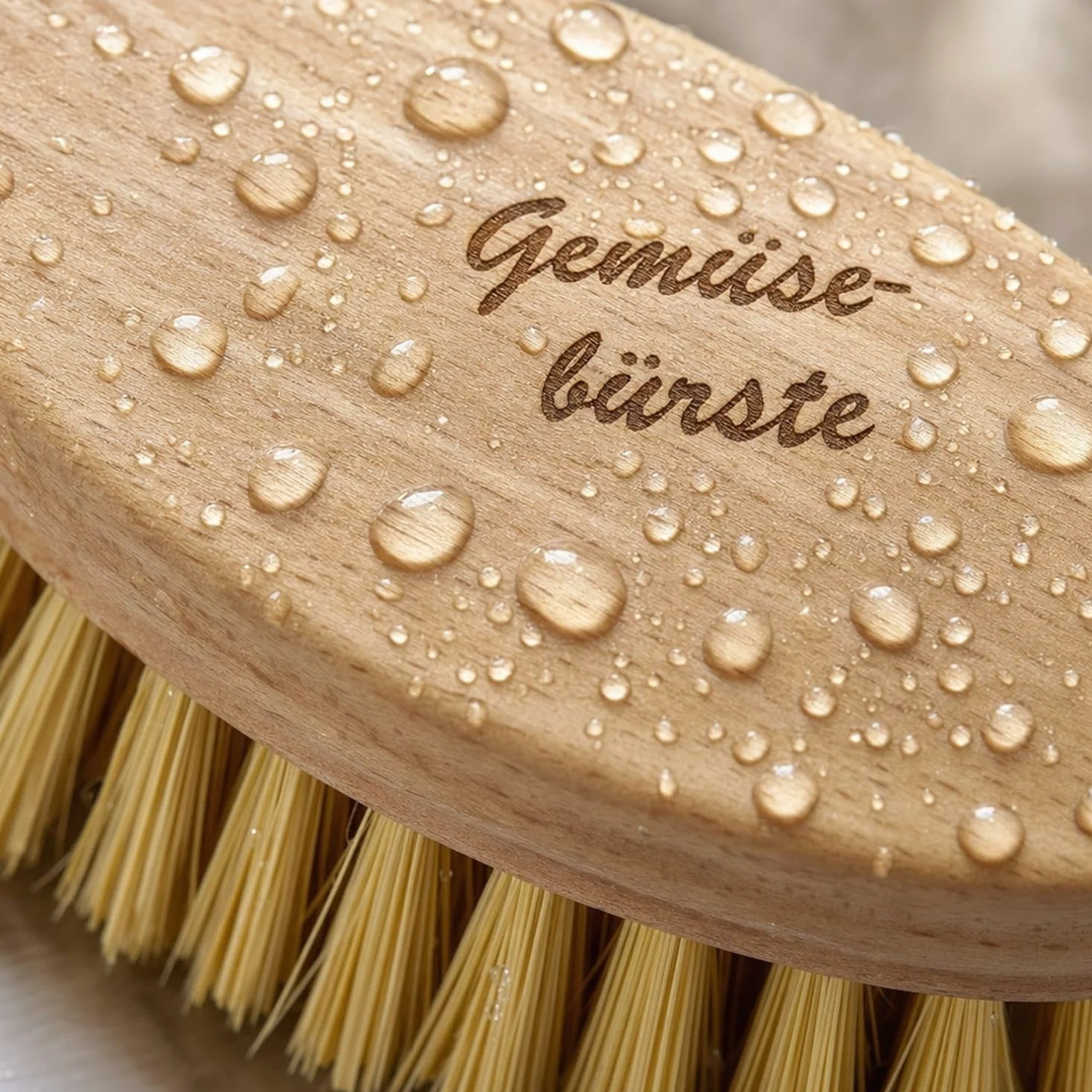 Brosse à légumes en bois de hêtre avec poils naturels durable pour laver légumes et fruits