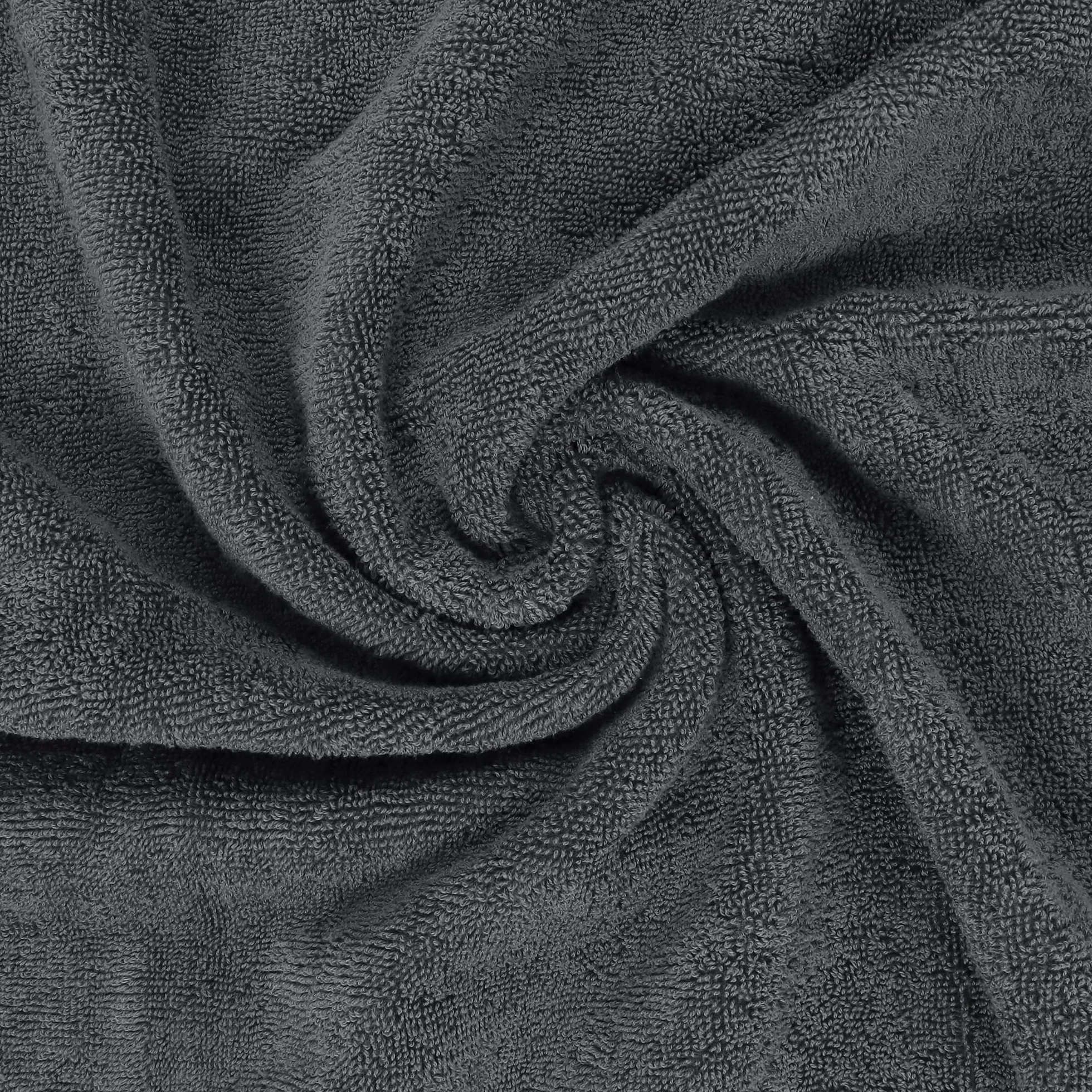 Lot de 8 Serviettes en Coton avec Crochet de Suspension - 2 Serviettes de Bain, 2 Serviettes et 4 Serviettes de Toilette - Gris