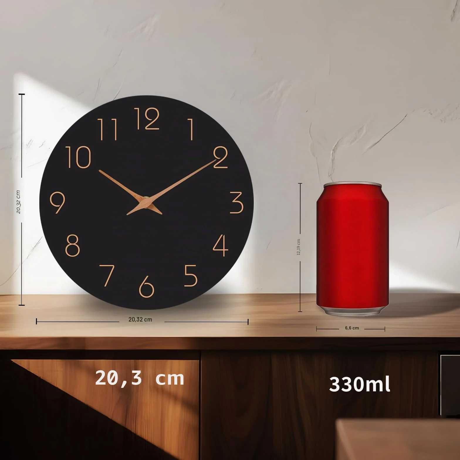 Horloge Murale Silencieuse 20cm Bois Design Moderne Noire