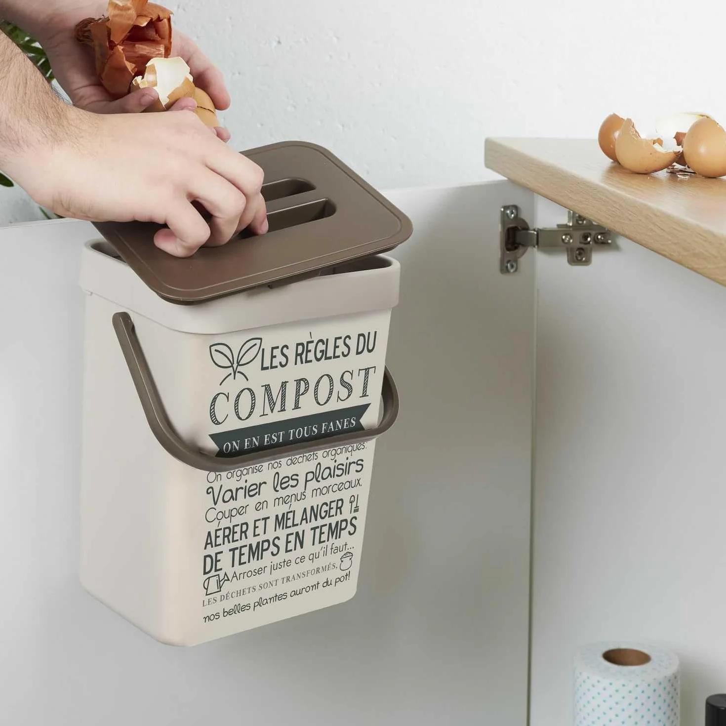 Poubelle à Compost 5L Plastique avec Accroche et Anse
