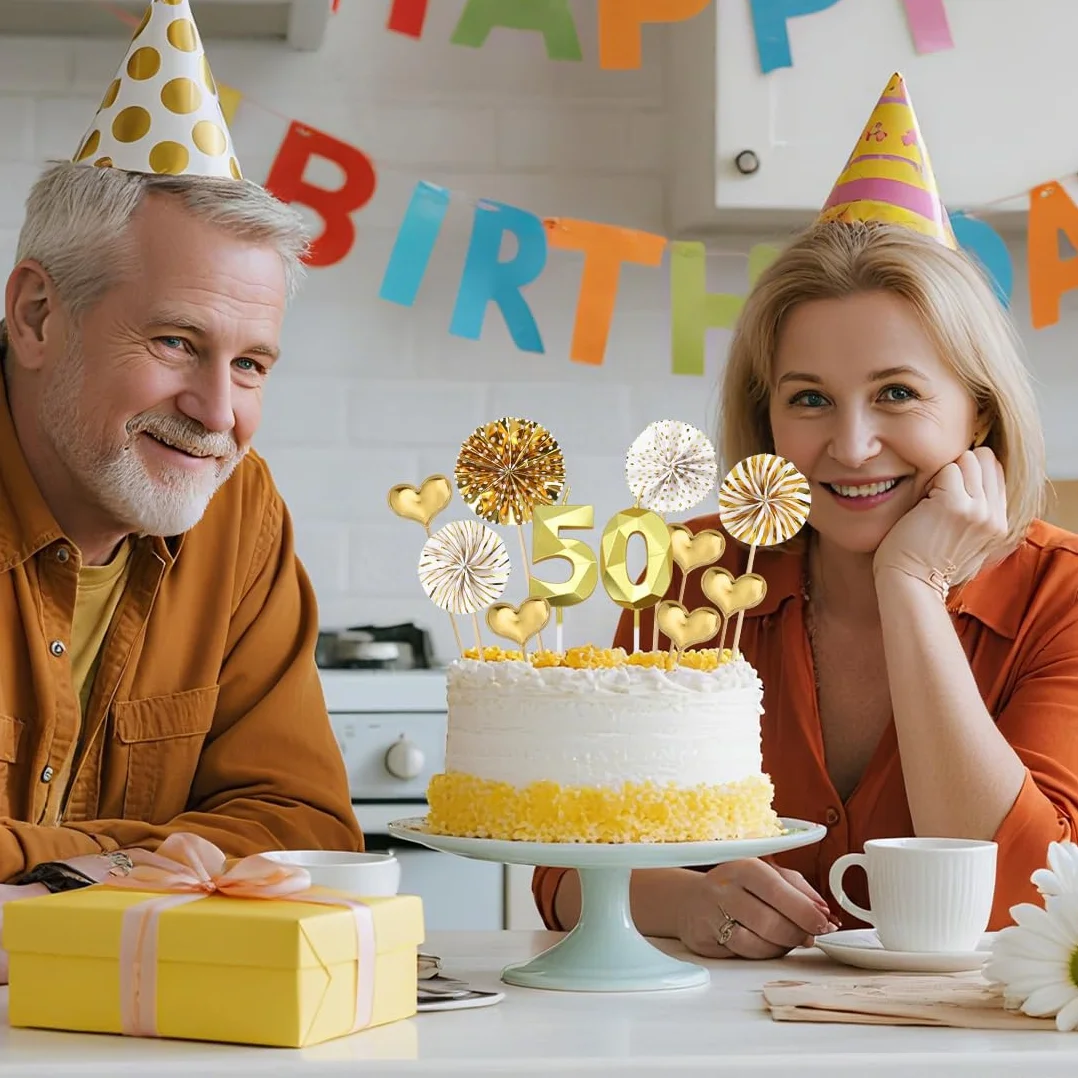 Bougies d'anniversaire 50 Ans pour Gâteau, Décoration Fête Homme Femme