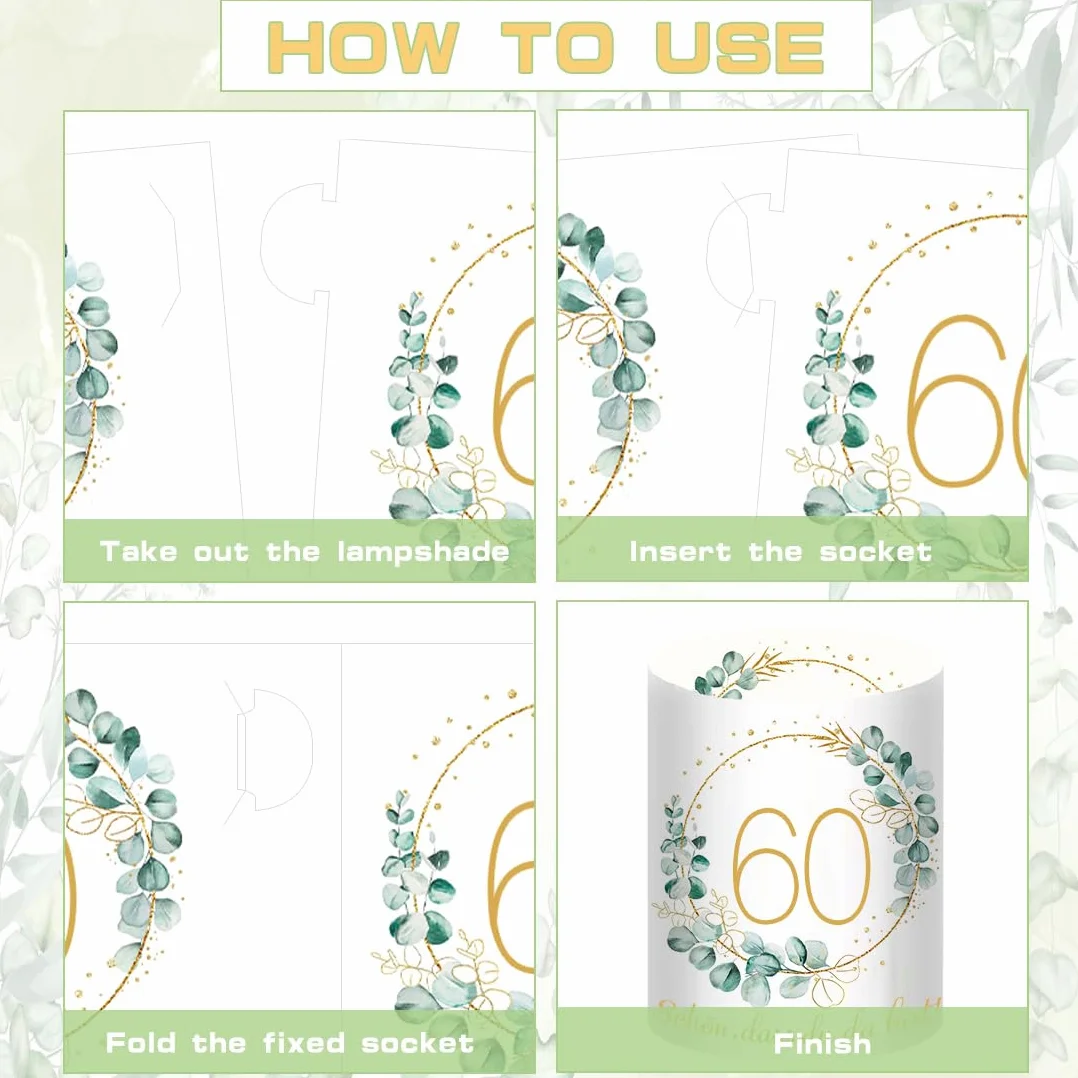 Photophores Décoratifs de Table pour 60 Ans, Lot de 12 Lanternes Bougies Anniversaire