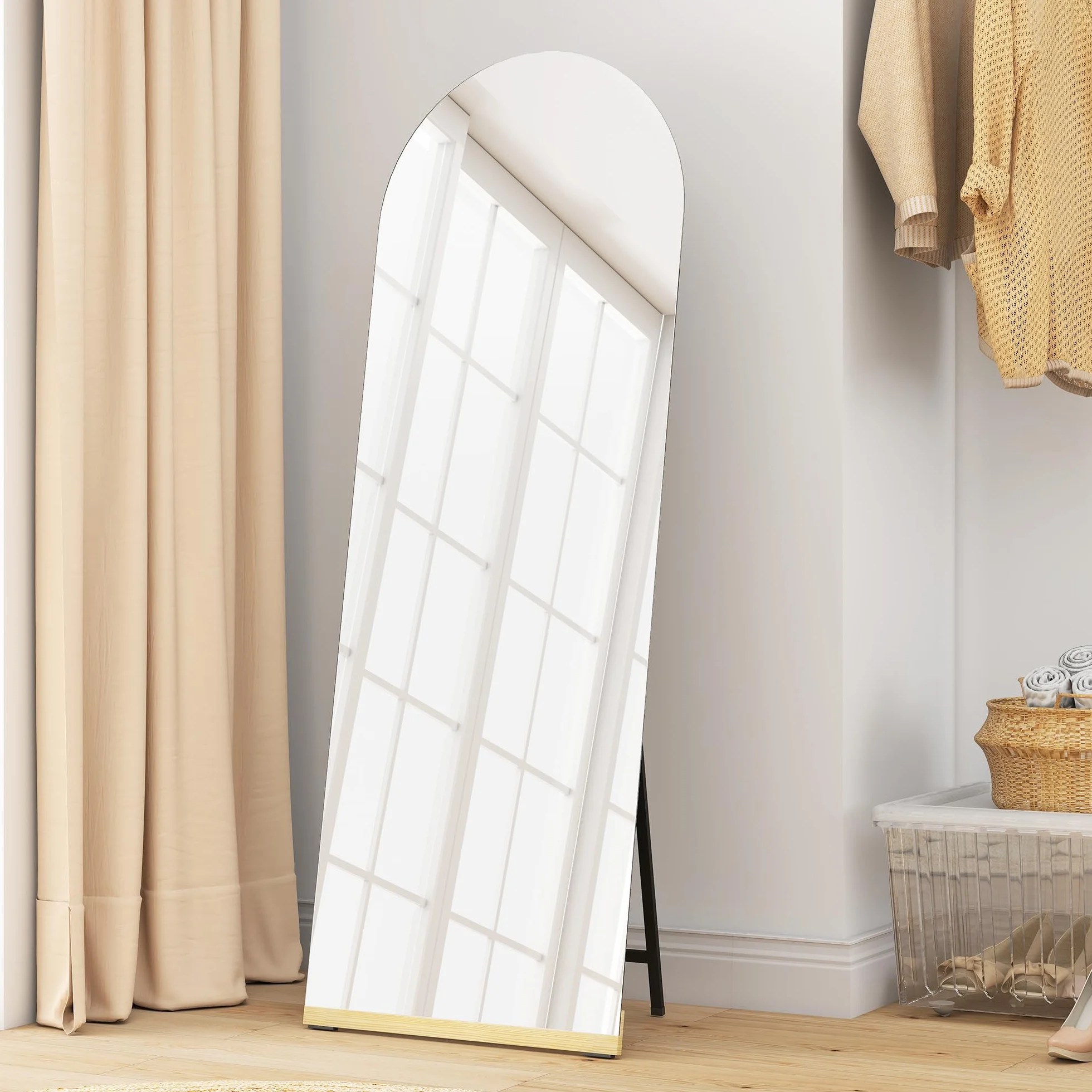 HOMCOM Miroir complet incurvé sans cadre en bois 160 x 50 cm