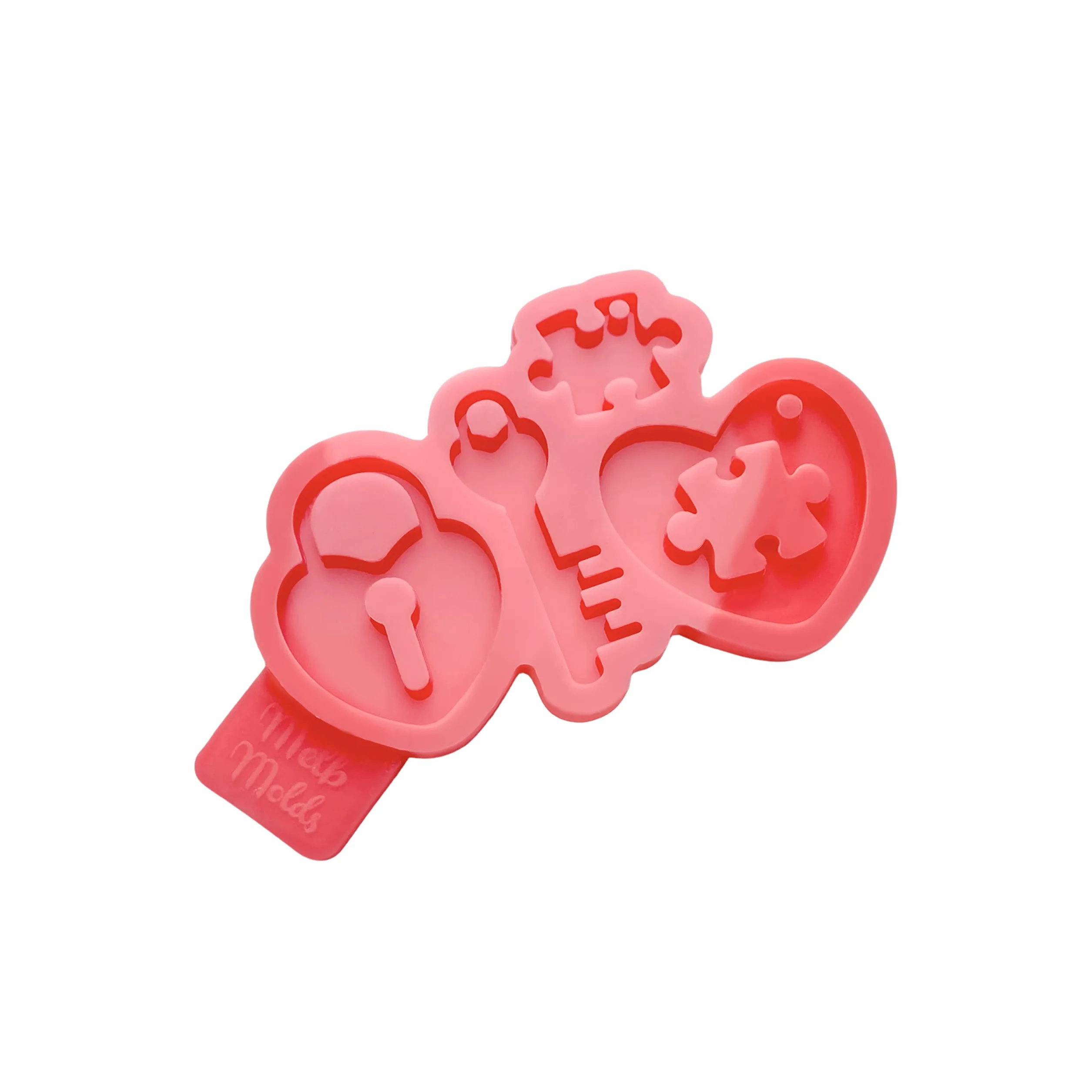 Moule en silicone pour cadenas clé cœur résine époxy porte-clés puzzle Saint-Valentin