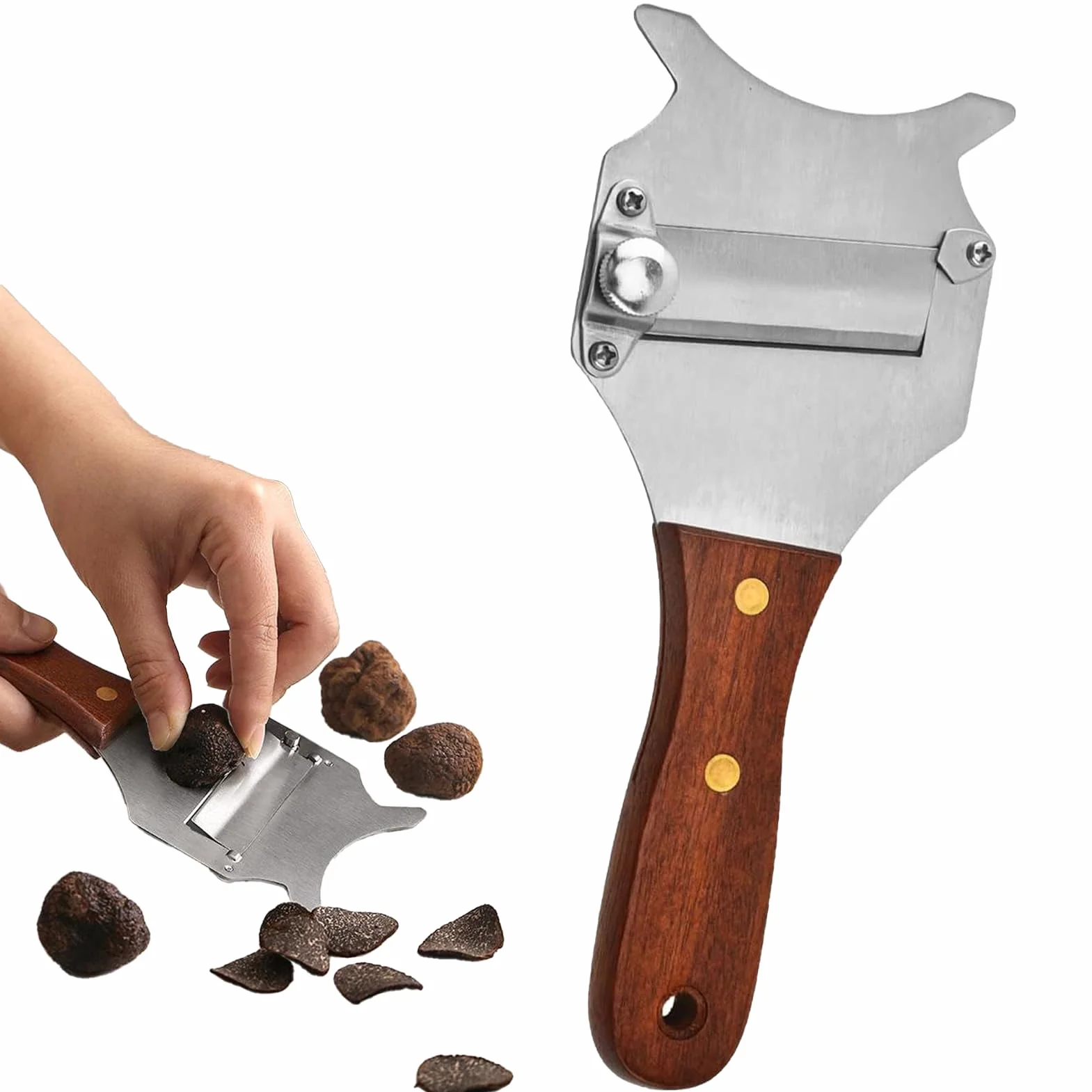 Coupe Truffe Trancheur Truffes Inox Poignée Bois Râpe Fromage Rasoir Eminceur