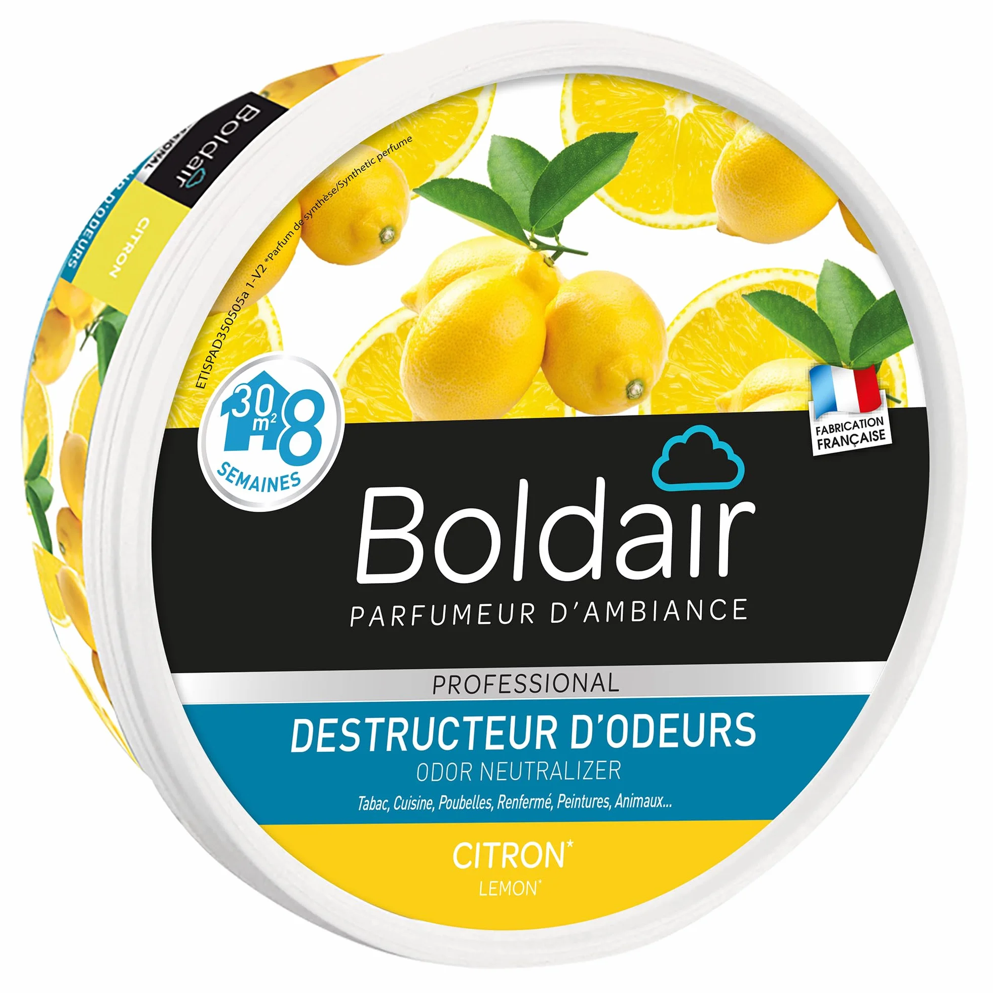 BOLDAIR Gel destructeur d'odeur Citron 300g Fabrication française
