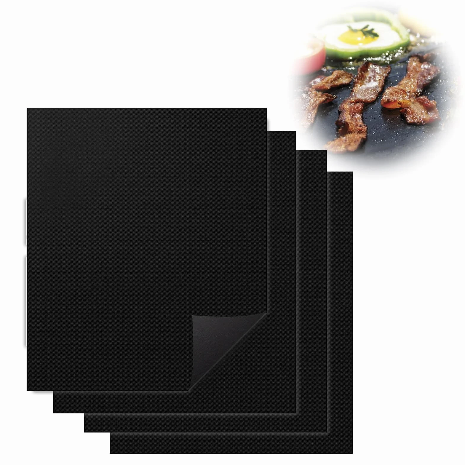 Tapis de Cuisson Barbecue 50x40 cm Lot de 4, Feuille Antiadhésive Réutilisable Résistante à 280°C