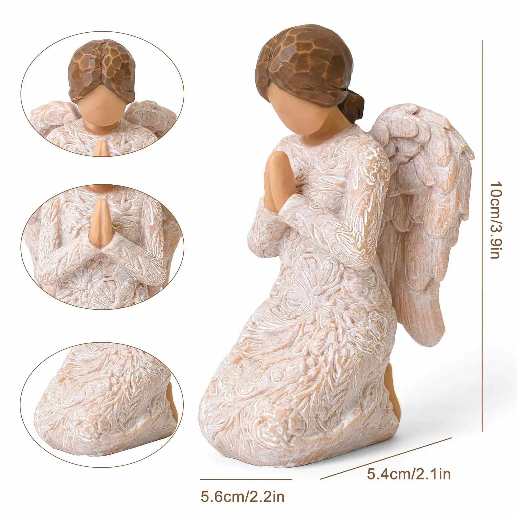 Figurine d'ange priant, statue peinte à la main, cadeau religieux chrétien pour femme, décoration de table
