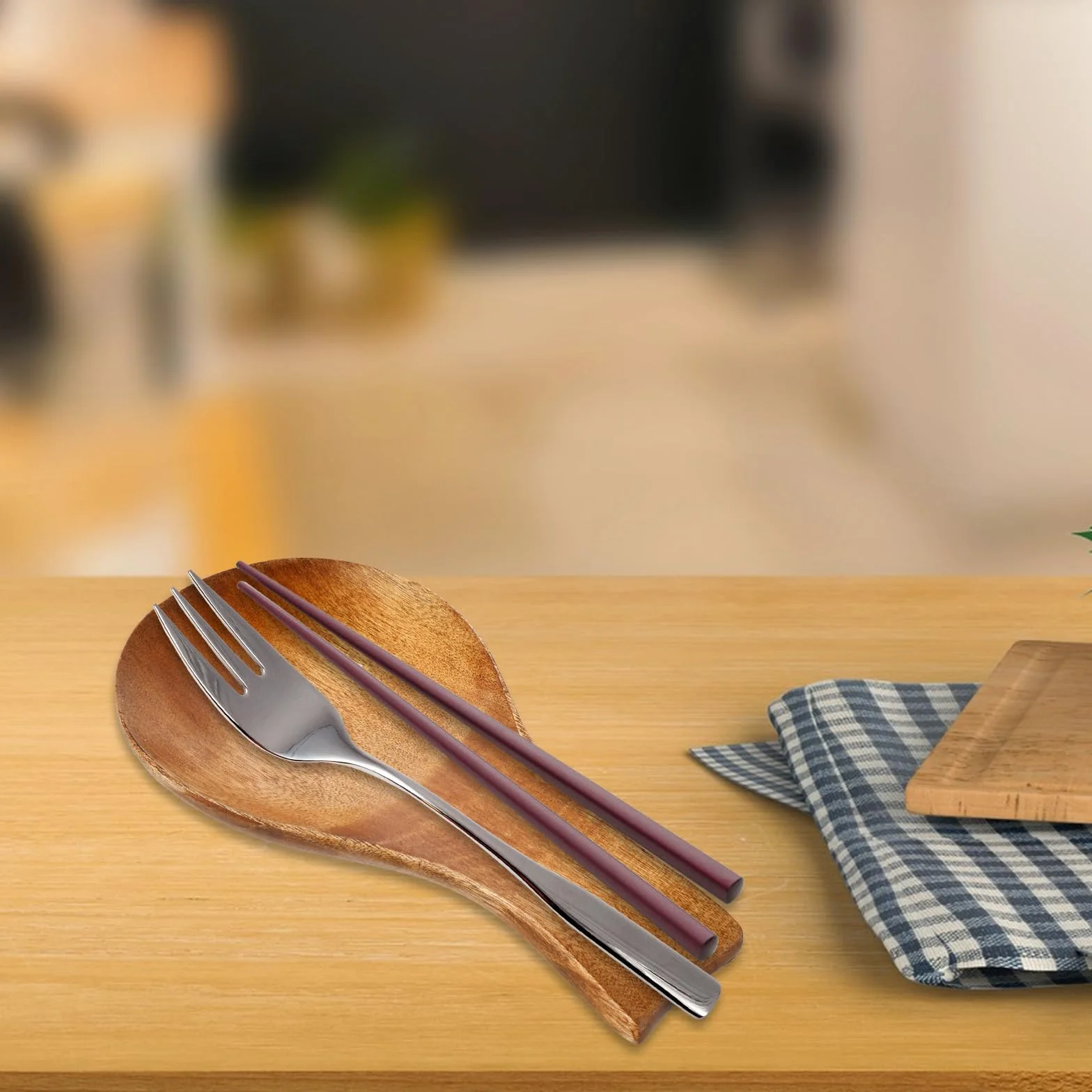 Repose cuillère en bois pour cuisine, ustensiles de cuisine longue