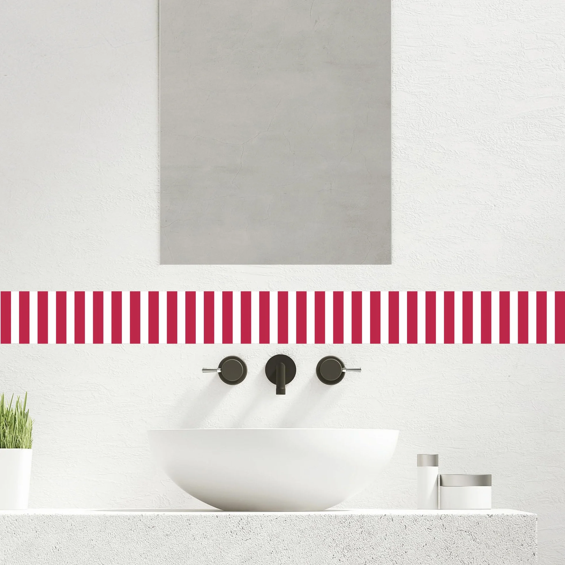 Plage Frise décorative adhésive Rayures Tendance Rouge Fushia 10 cm x 300 cm