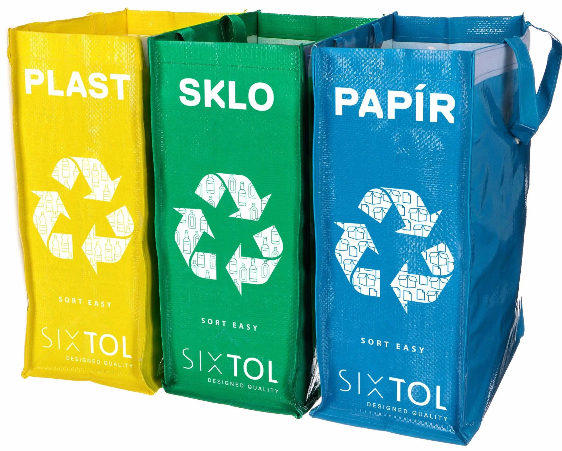 Ensemble de 3 sacs pour tri sélectif 3x22L Compact lavable SORT EASY 3 SLIM