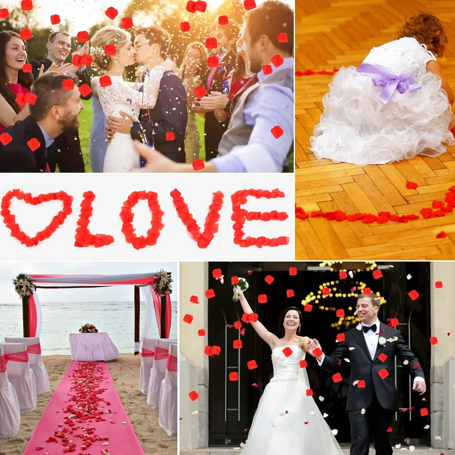 Pétales de Rose Rouge Artificiels 500PCS pour Décoration Mariage Saint Valentin