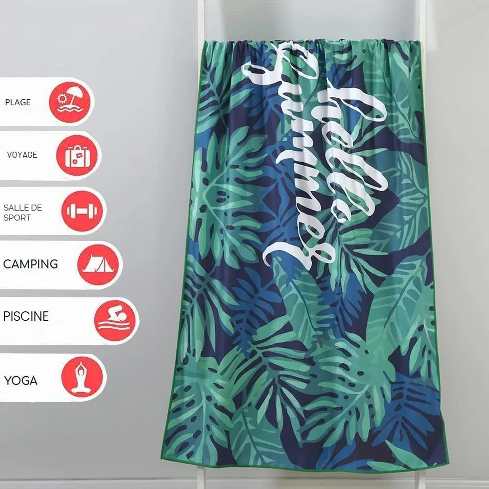 Serviette de Plage en Microfibre Anti Sable 160x80cm Grande Couverture