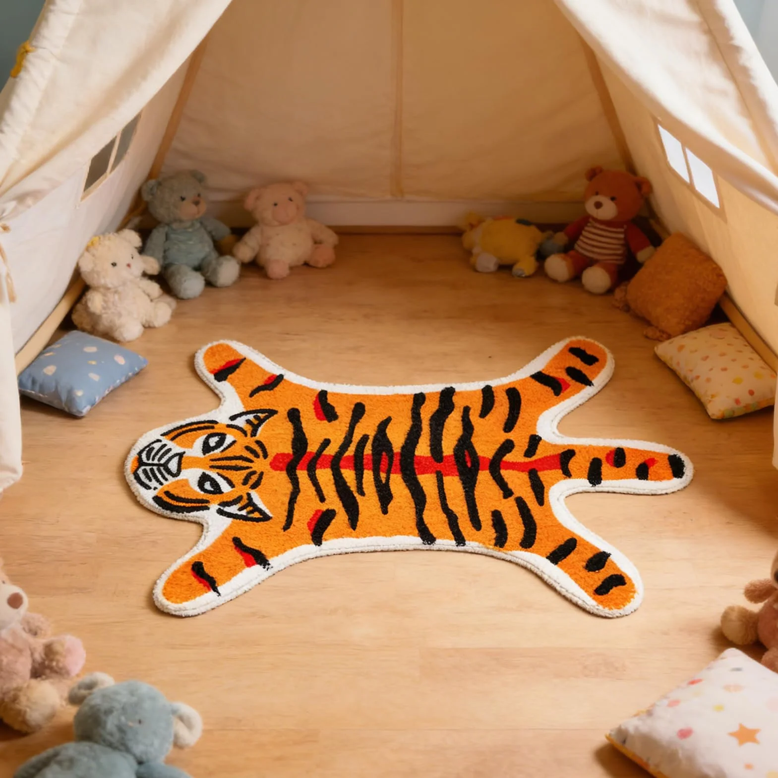 Tapis de Salle de Bain Tigre Antidérapant Lavable Doux